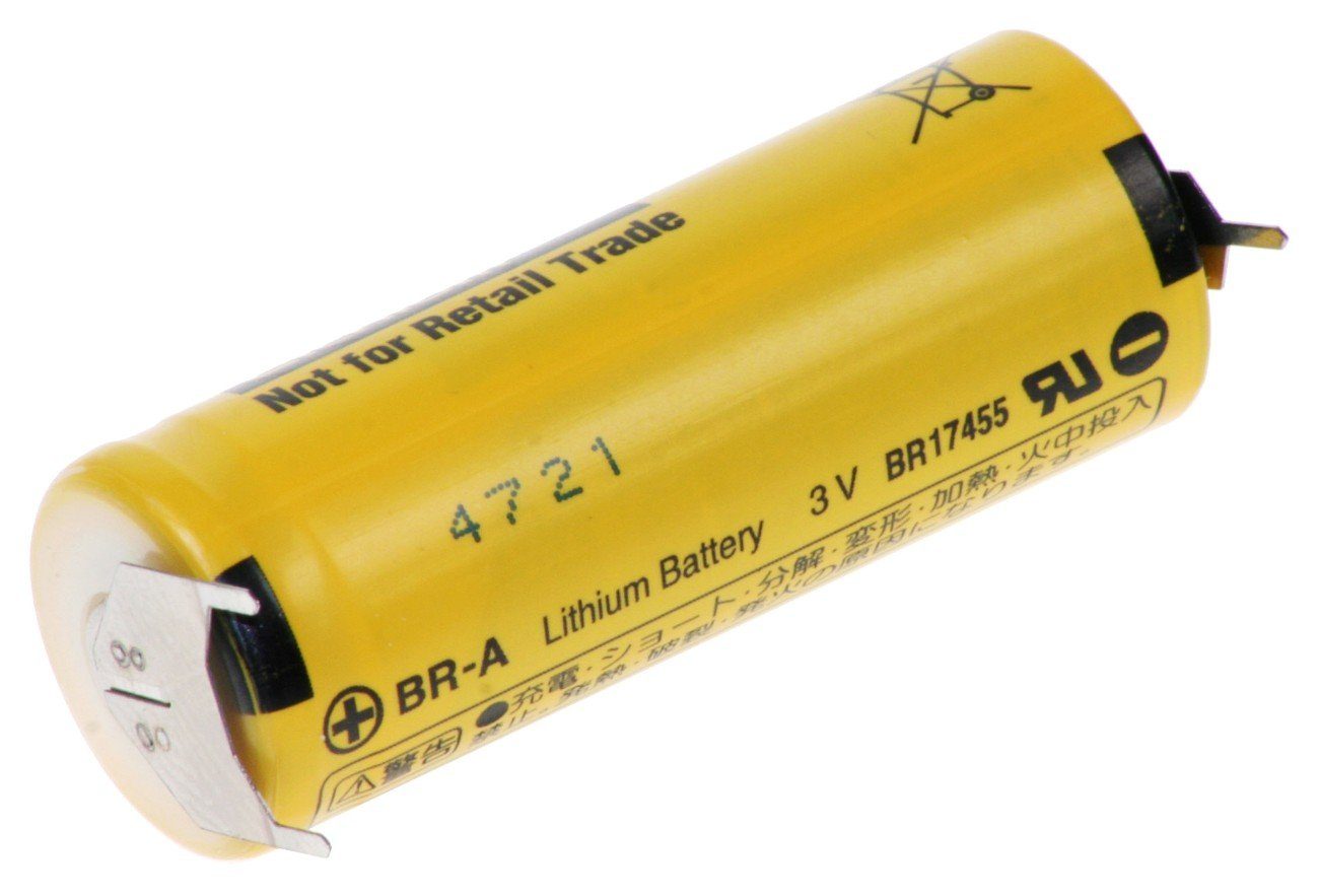 HKM Akkutechnik Bohrfutter Panasonic Lithium 3V Batterie BR-A Industrie Zelle 2/1 pin ++/-