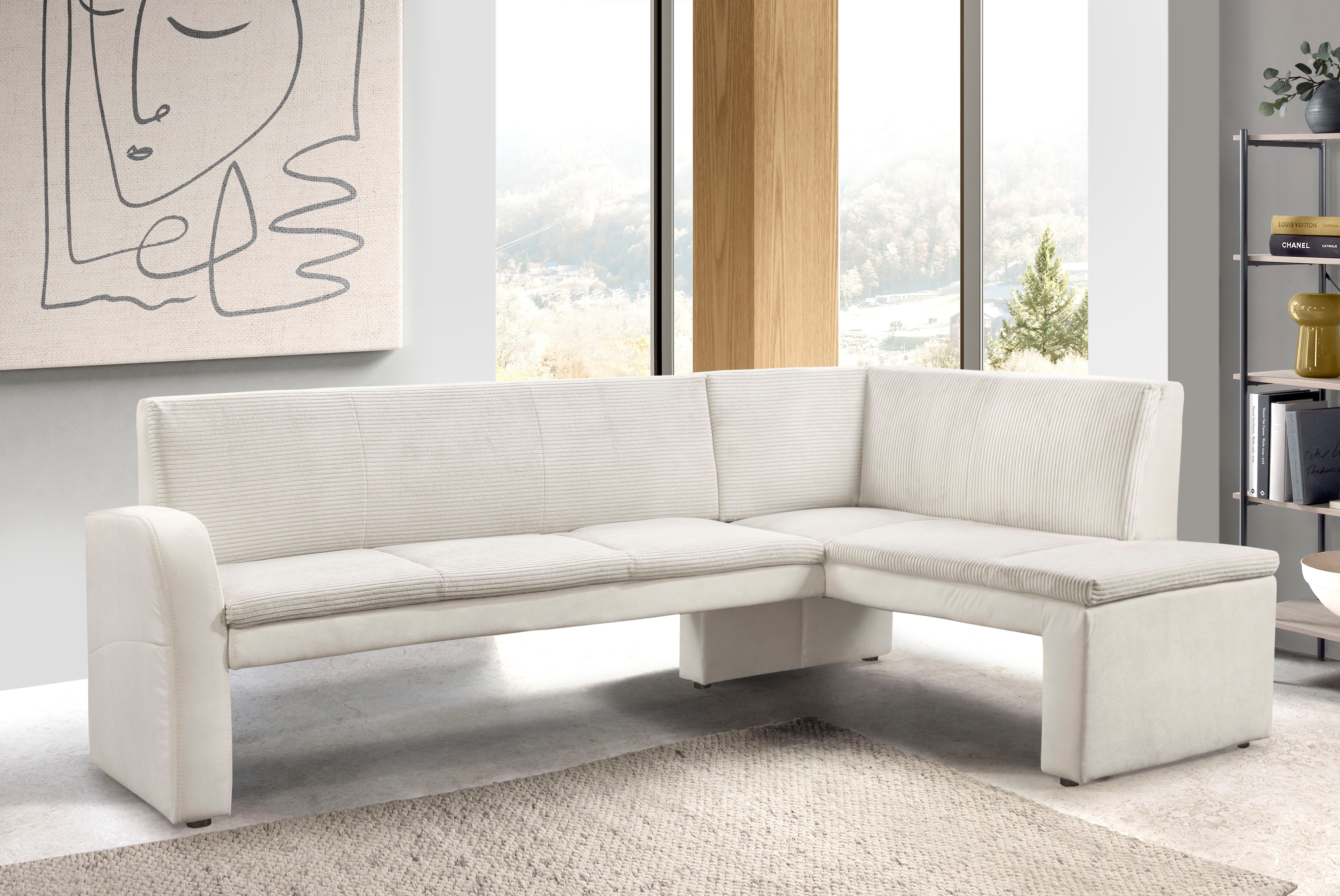 exxpo - sofa fashion Eckbank Cortado, elegant und modern mit hohem Sitzkomfort, hohe Bodenfreiheit, schöne Detailverarbeitung, wahlweise Lederbezug