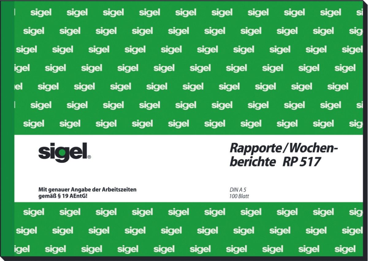 Formularblock Formularbuch Wochenrapport/Wochenbericht A5quer VE=100 Blatt.