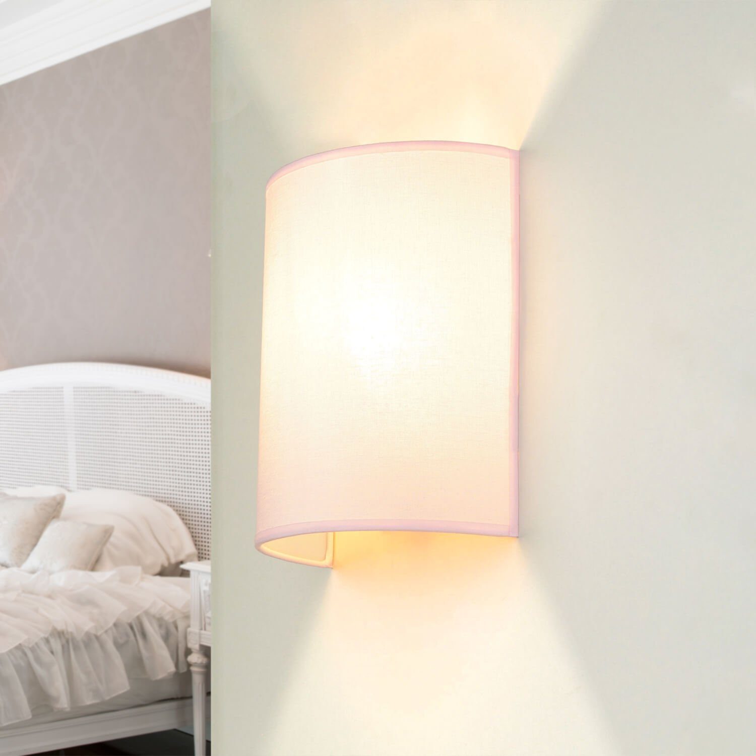 Licht-Erlebnisse Wandleuchte ALICE, ohne Loft Beleuchtung Leuchtmittel, Wandlampe Rosa Stofflampe Design romantisch