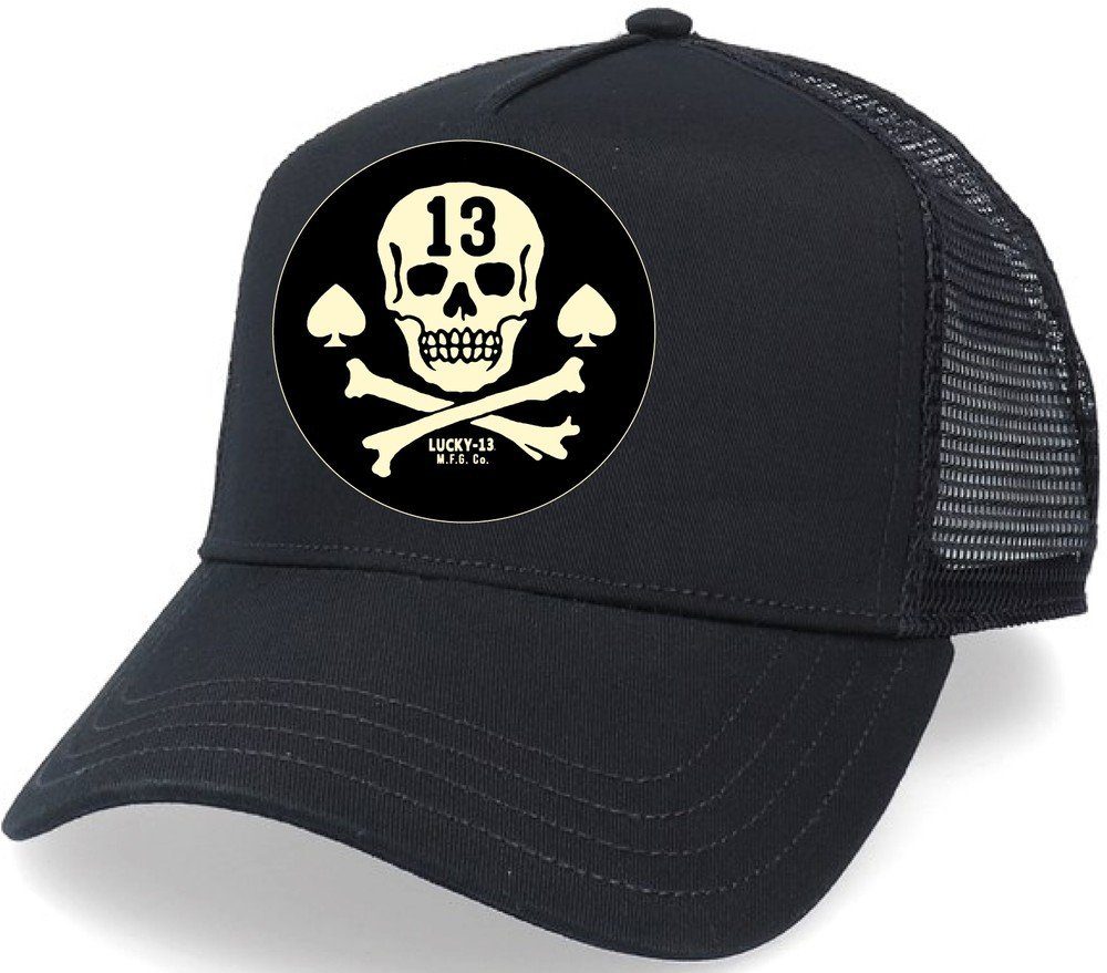 Lucky 13 Snapback Cap Skull Hat Pirate Trucker 