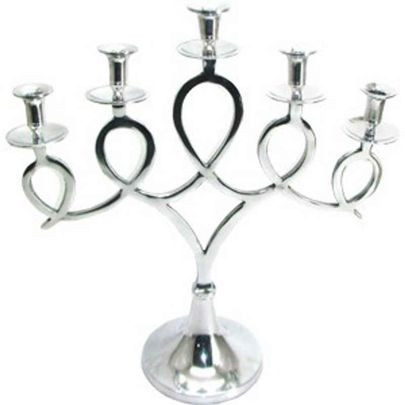 Casa Padrino Kerzenhalter Designer Kerzenhalter, Kerzenleuchter Aluminium Poliert, 5- Flammig, 55 x 20 x 58cm