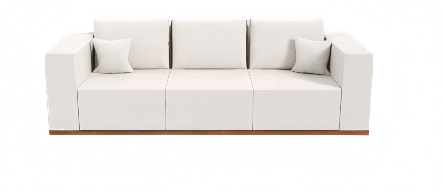 Xlmoebel 3-Sitzer Elegantes weißes 3-Sitzer Sofa aus edlem Textil für Ihr, 3-Sitzer 1 Teile, Made in Europa