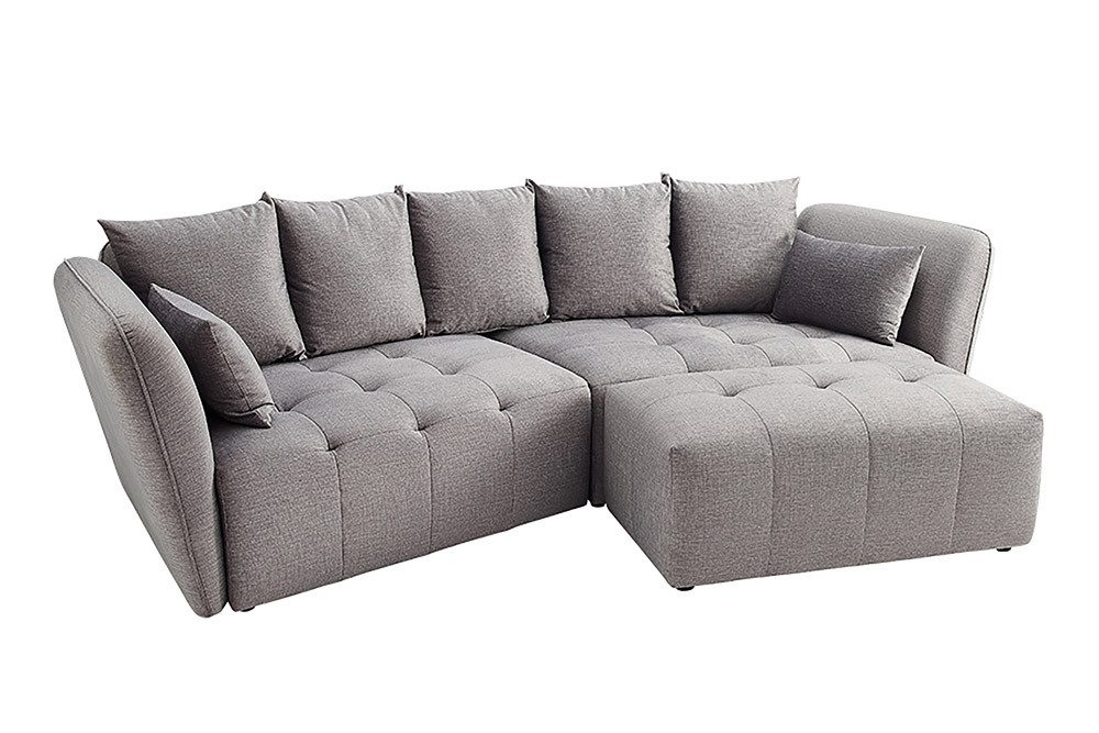 riess-ambiente Fußhocker ROYAL 120cm grau - Strickstoff, Federkern, Ziersteppung (Einzelartikel, 1 St), gepolsterter Sitzhocker - ideal für Ankleide, Garderobe & Wohnzimmer