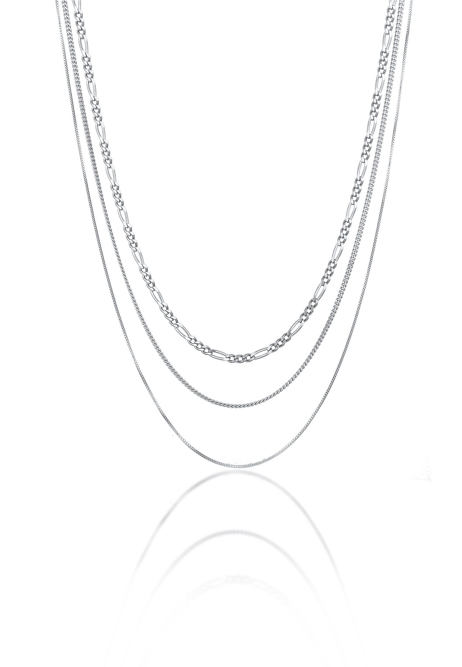 Kuzzoi Ketten-Set Herren Basic 3er Set 925 Sterling Silber