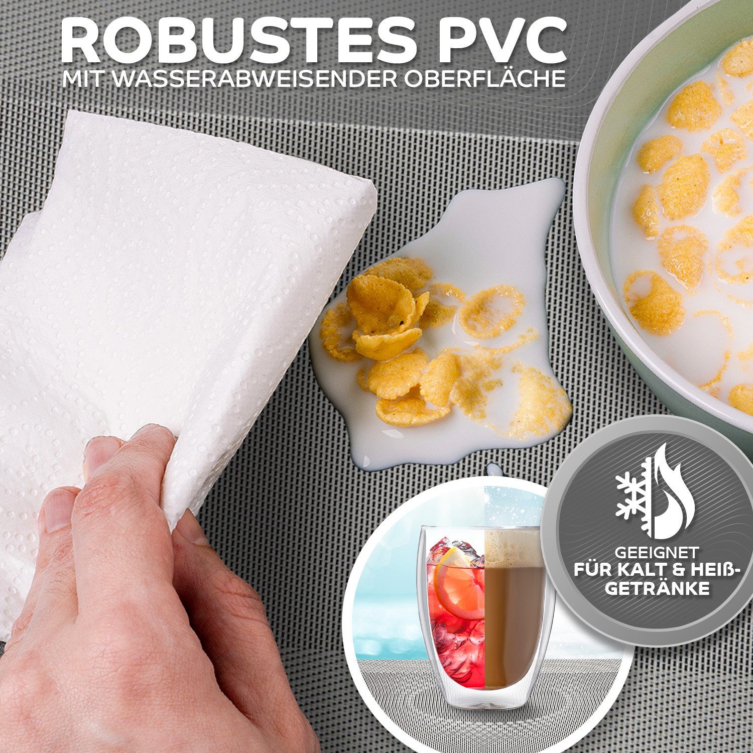 Loco Bird Platzset rechteckig aus PVC, (Tischset Abwischbar PVC-Untersetzer, 6-St., Waschbare Tischuntersetzer Platzdeckchen), Untersetzer PVC-Matte