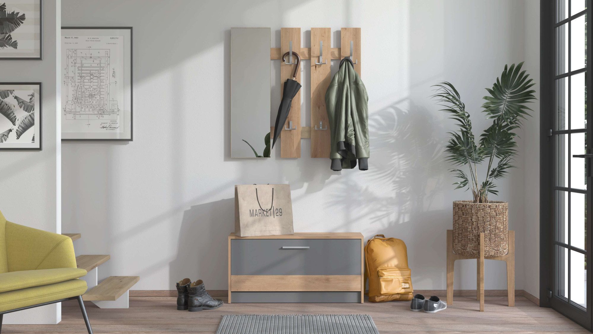 INOSIGN Garderoben-Set Rimini, Set 2tlg, (2-St), bestehend aus Garderobenpa günstig online kaufen