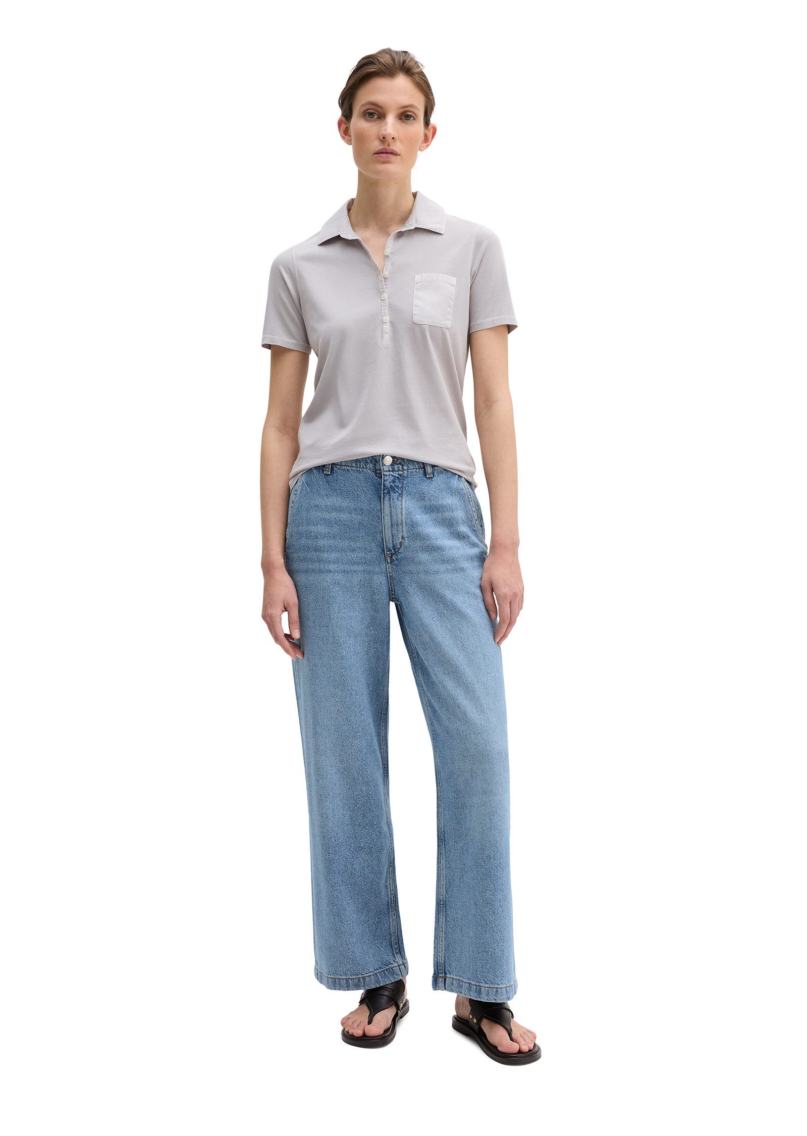 Marc O'Polo Poloshirt mit Material-Mix-Details – Bild 5 von 5