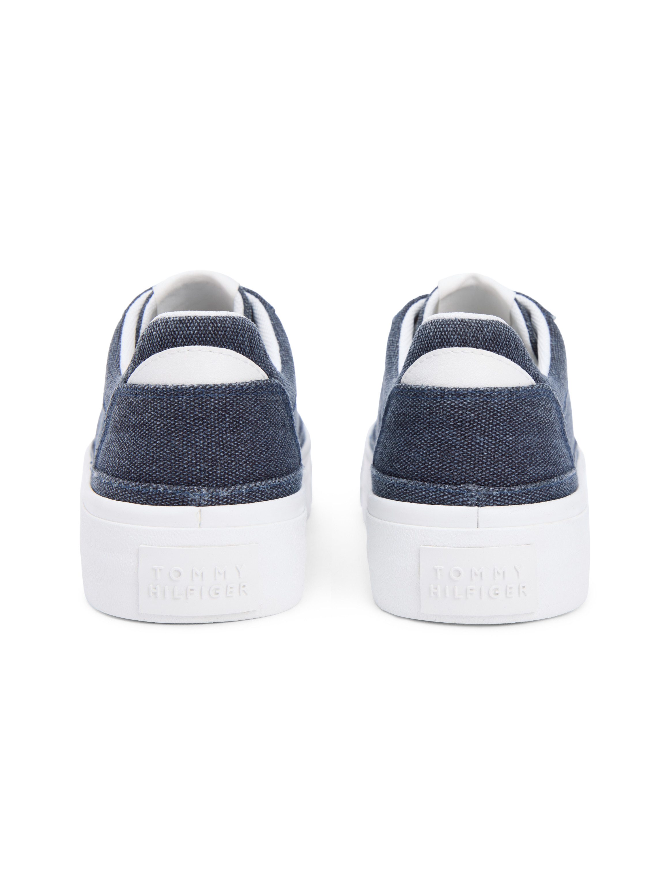 Tommy Hilfiger TH FOXING PLATFORM WASHED CANVAS Plateausneaker Freizeitschuh, Halbschuh, Schnürschuh im angesagten Jeans-Look