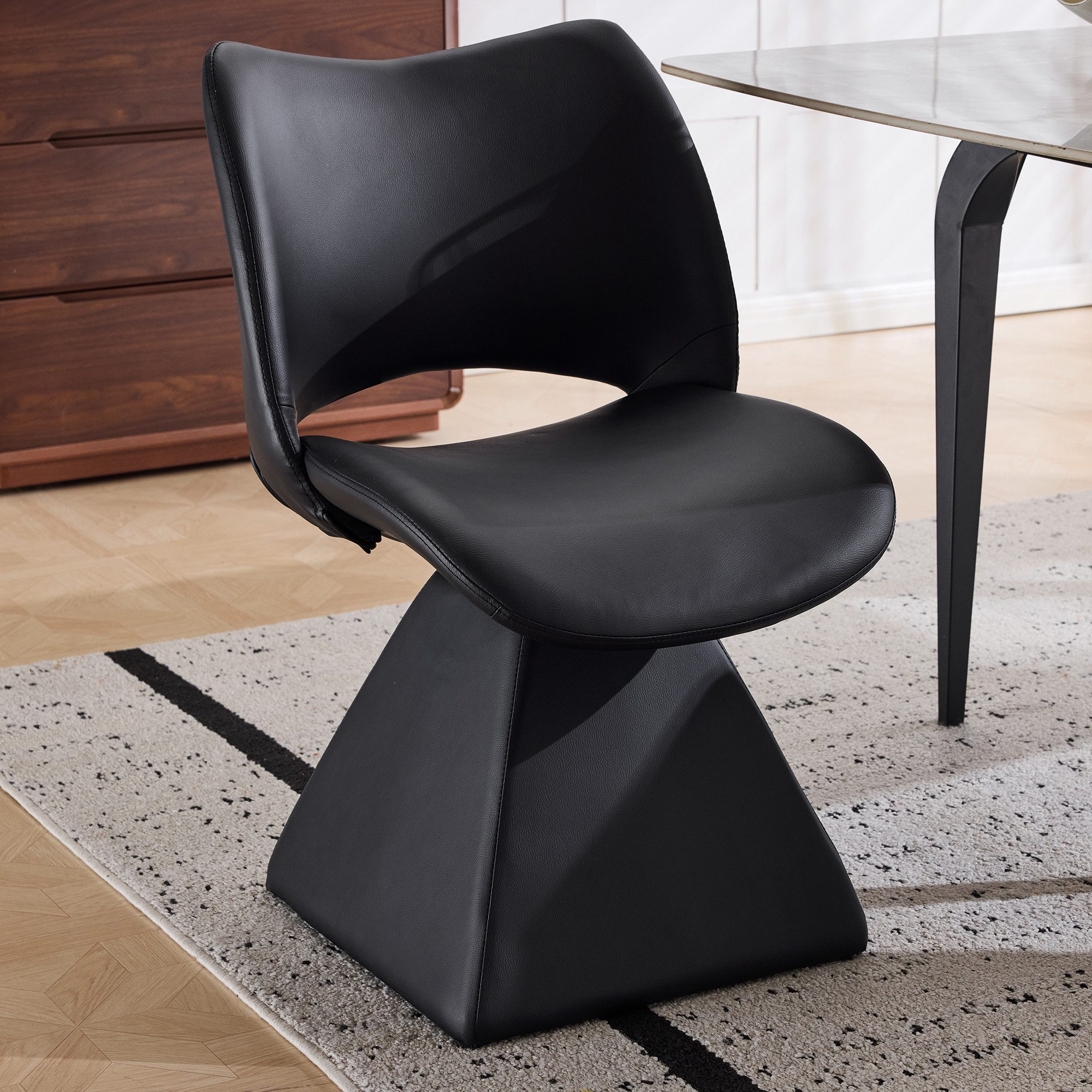 MODFU Drehstuhl Ideal für Esszimmer (stilvoller Hochlehner mit gepolsterter Sitzlösung und robuster Holzrahmen-Konstruktion, 1 St)
