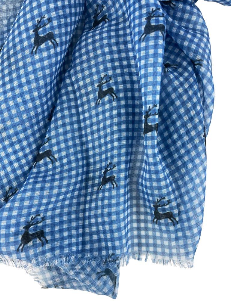 Trachtenland Schal Trachtenland Halstuch - Kariert Hirschmotiv 185x70 cm