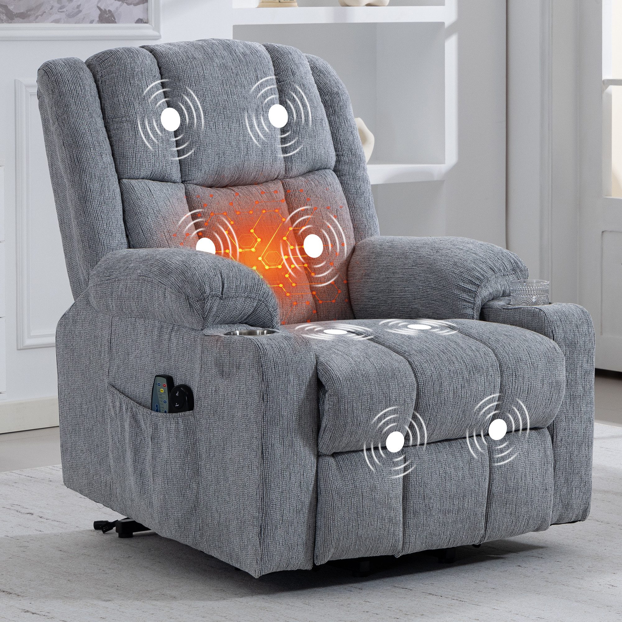 KLAM HOME Relaxsessel TV-Massagesessel mit Aufstehfunktion, Wärme & 4D-Vibr günstig online kaufen
