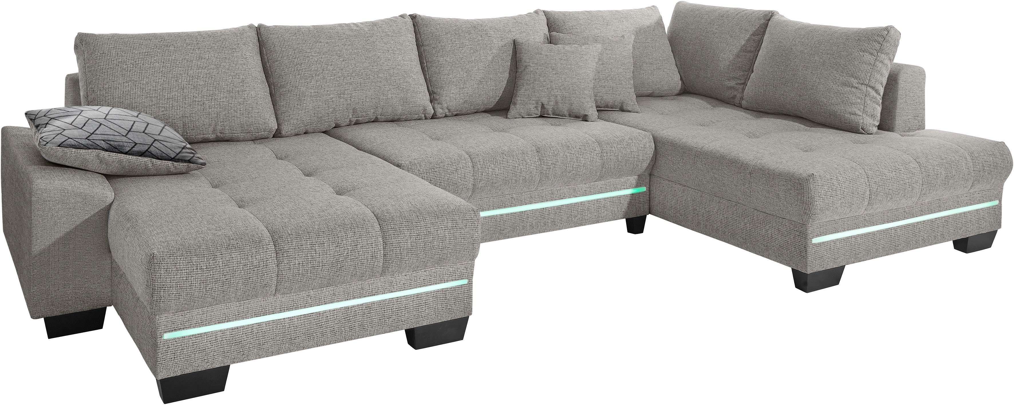 Couch mit Wohnlandschaft Kaltschaum (140kg Belastung/Sitz), mit RGB-Beleuchtung Mr. Wahlweise Nikita,