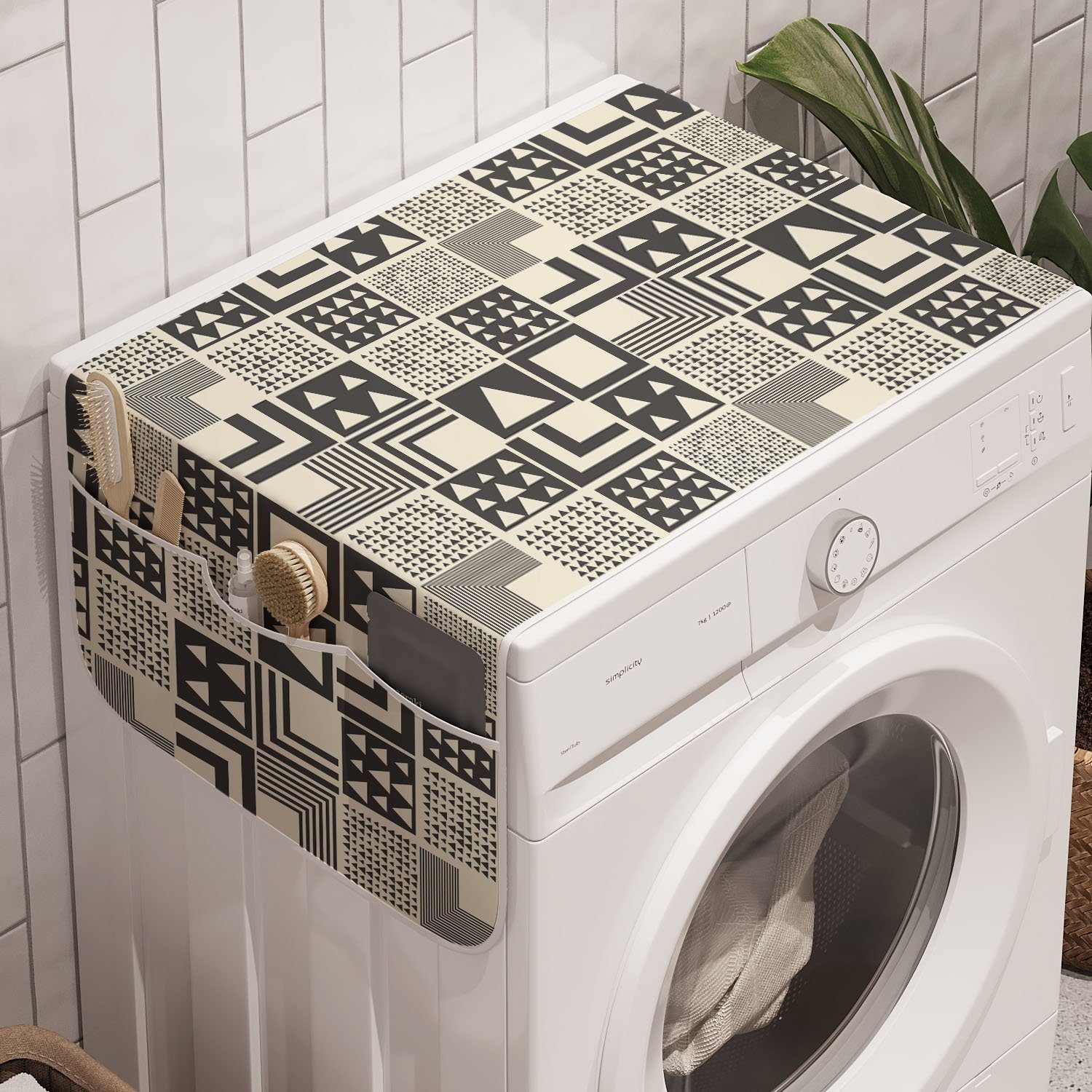 Anti-Rutsch-Stoffabdeckung für Deco Boho geometrisch Trockner, Art und Badorganizer Abakuhaus Waschmaschine inspiriert
