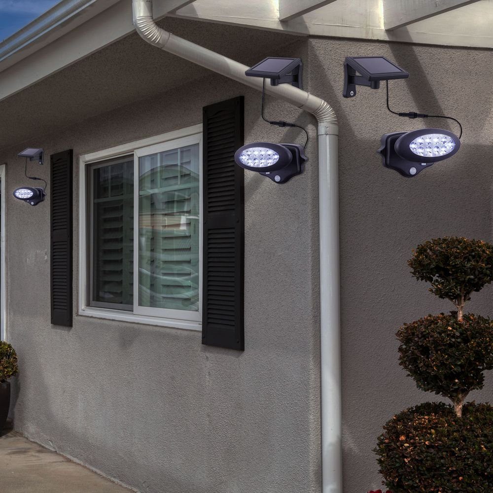 etc-shop LED fest Bewegungsmelder verbaut, LED LED-Leuchtmittel Wandleuchte Solarleuchte mit Wandstrahler, Außen