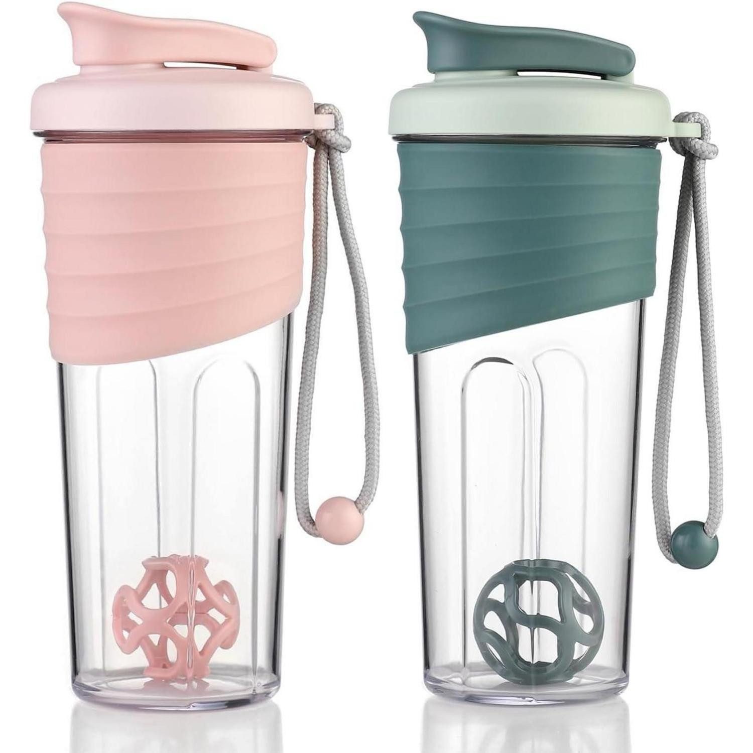 Protein Shaker Protein Shaker 2 Stück TRITAN Rührball 700ml (Rosa