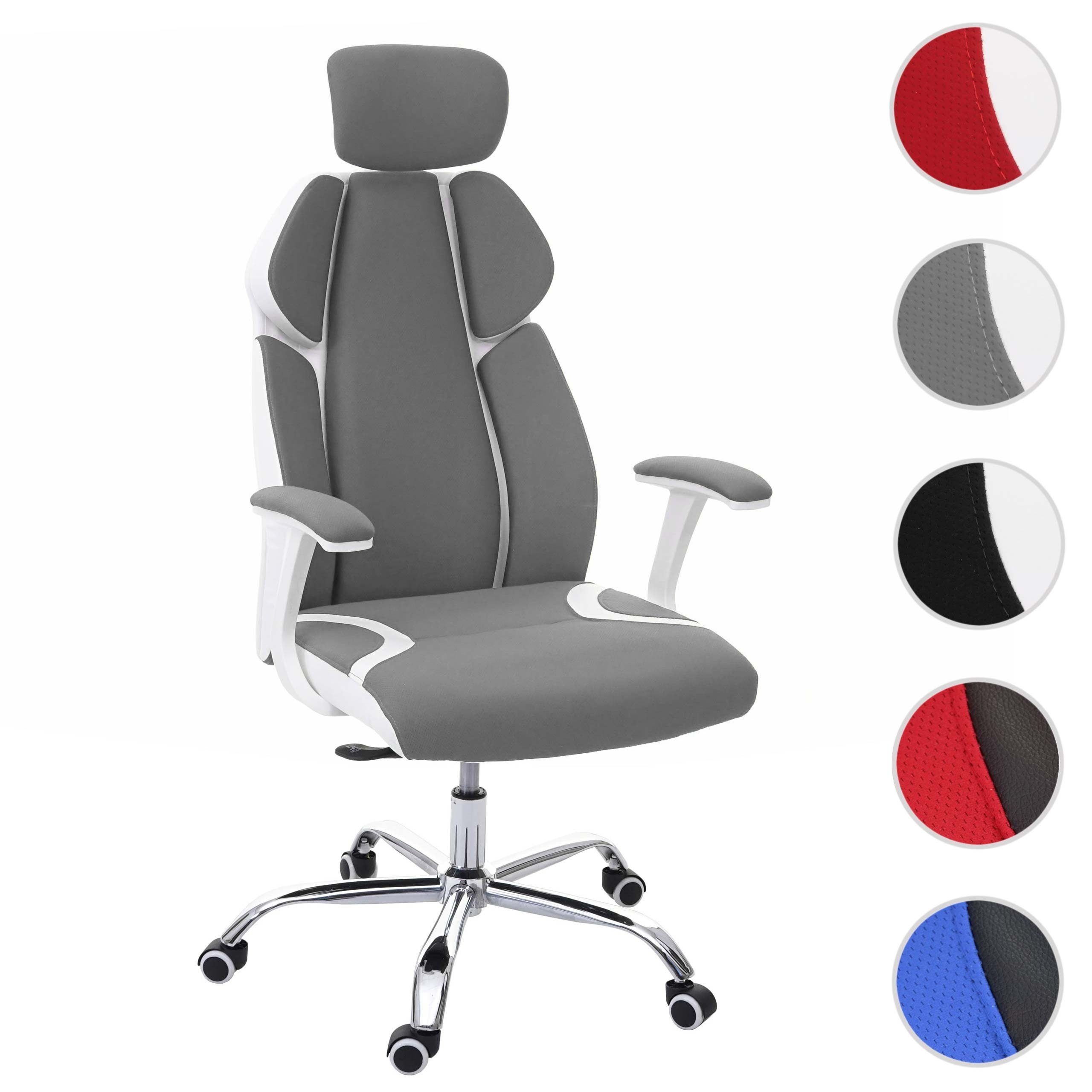 Kopfstütze, Sitz grau/weiß Höhenverstellbare Sliding-Funktion, MCW Schreibtischstuhl Wippfunktion arretierbar, MCW-F12, Sliding