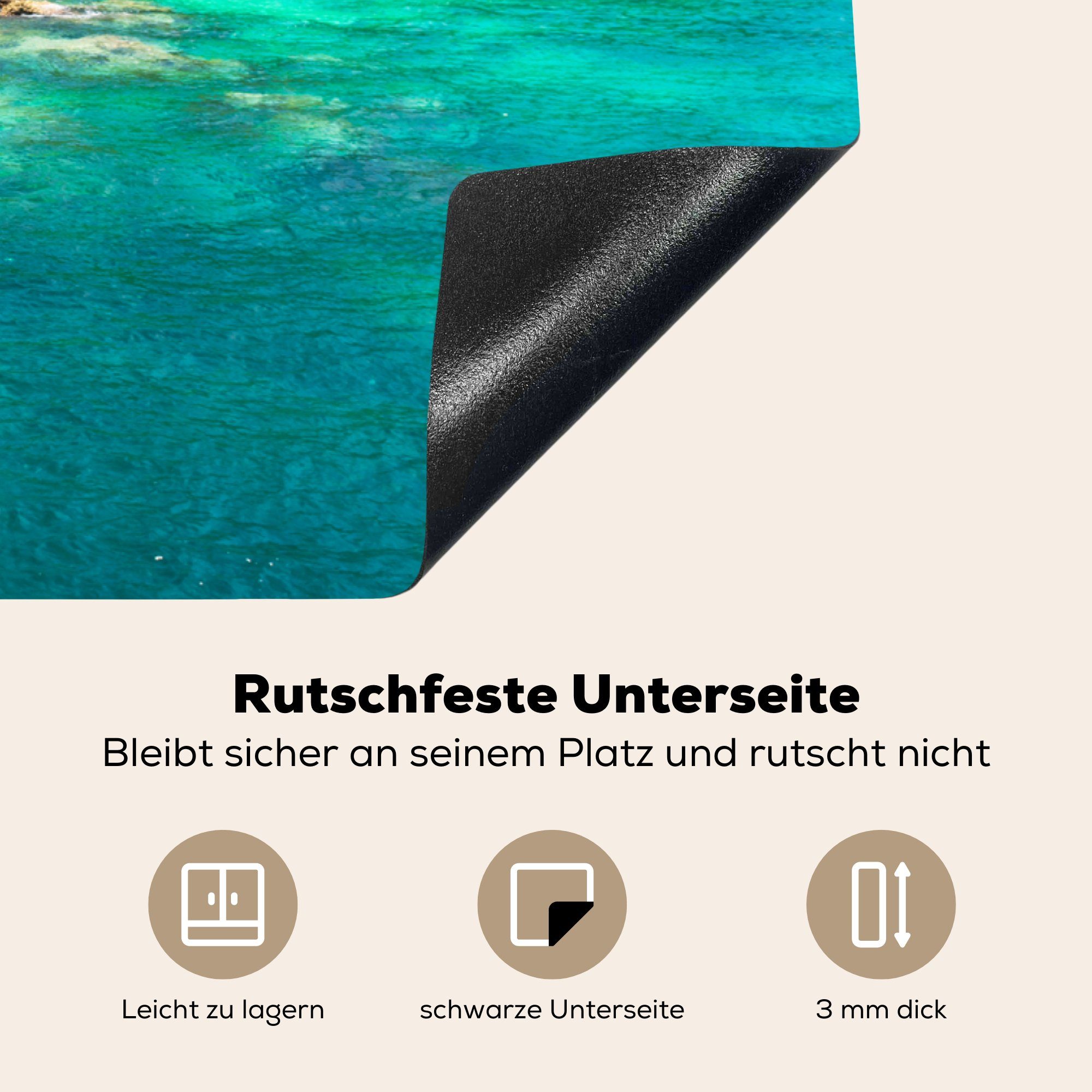 cm, für küche, MuchoWow die Vinyl, Ko Schutz Ein Induktionskochfeld Herdblende-/Abdeckplatte 81x52 von tlg), Bucht Ceranfeldabdeckung die (1 durch Chang, fährt Touristenboot