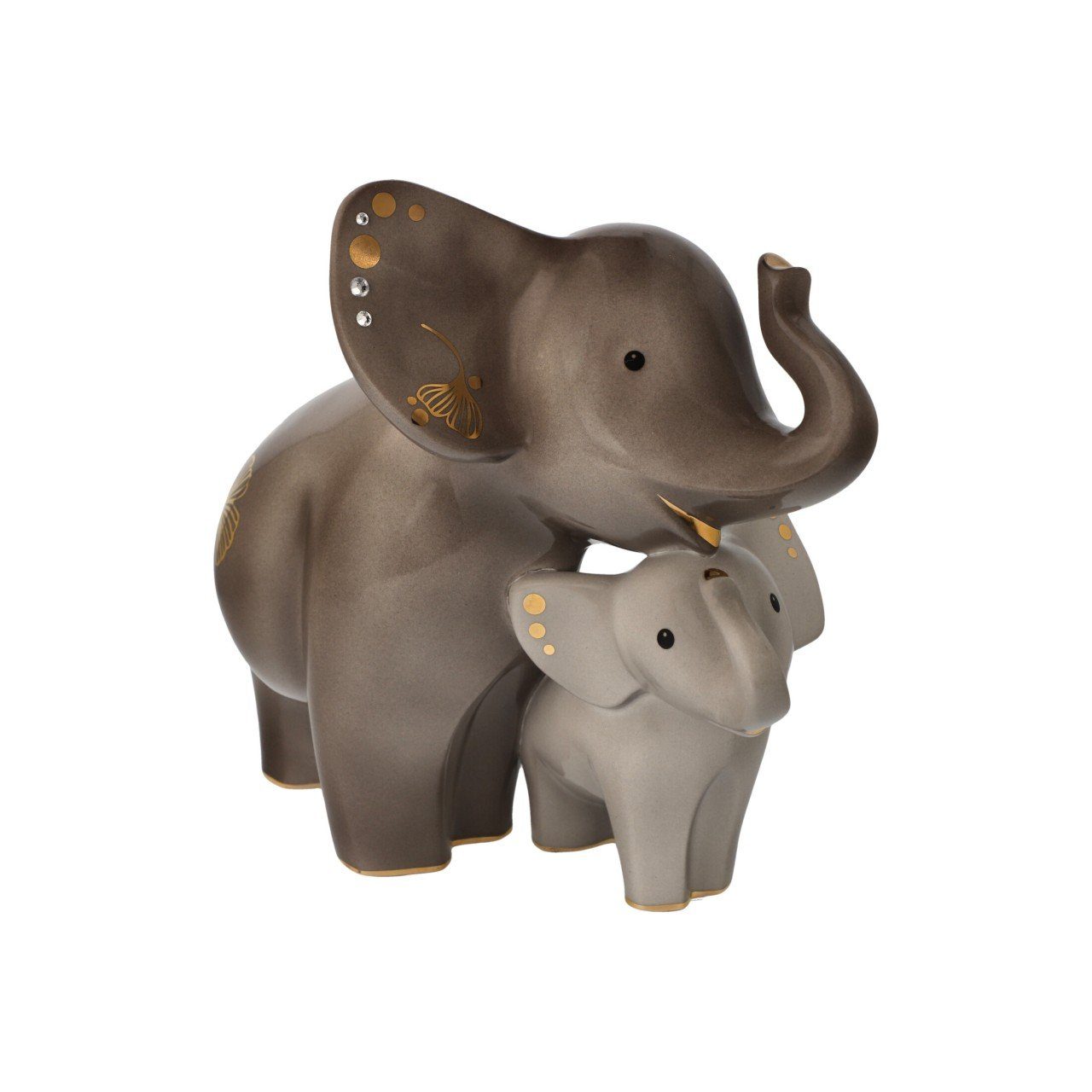 Goebel Porzellan Braun/ L:24cm Elephant, Dekofigur H:20cm Grau