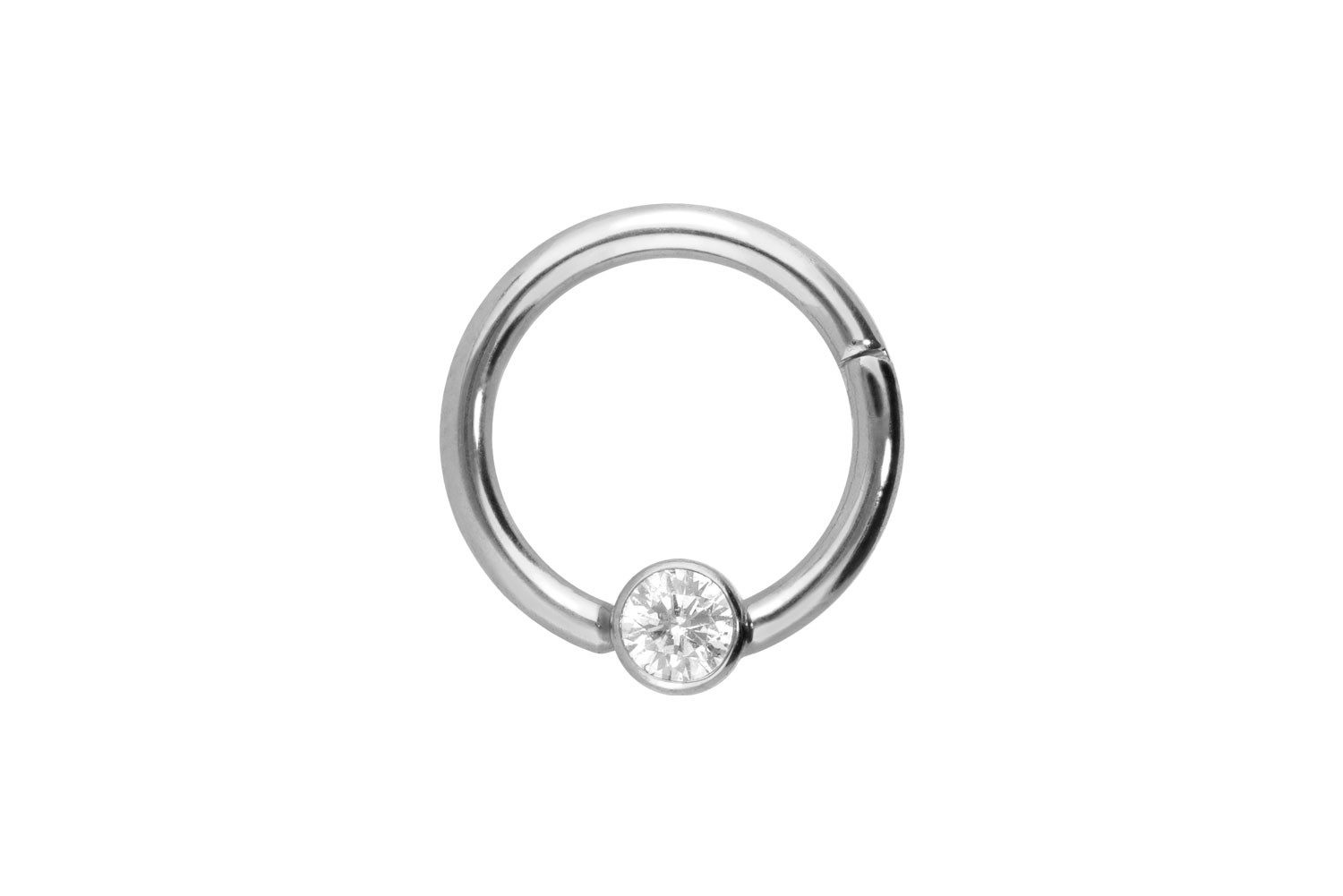 PIERCINGLINE Nasenpiercing Titan Segmentring Clicker FLACHE KRISTALLDISC Ohrpiercing Septum Nase (Clicker, 1-tlg), Ohrpiercing für Conch, Helix, Tragus, Daith, Lobe
