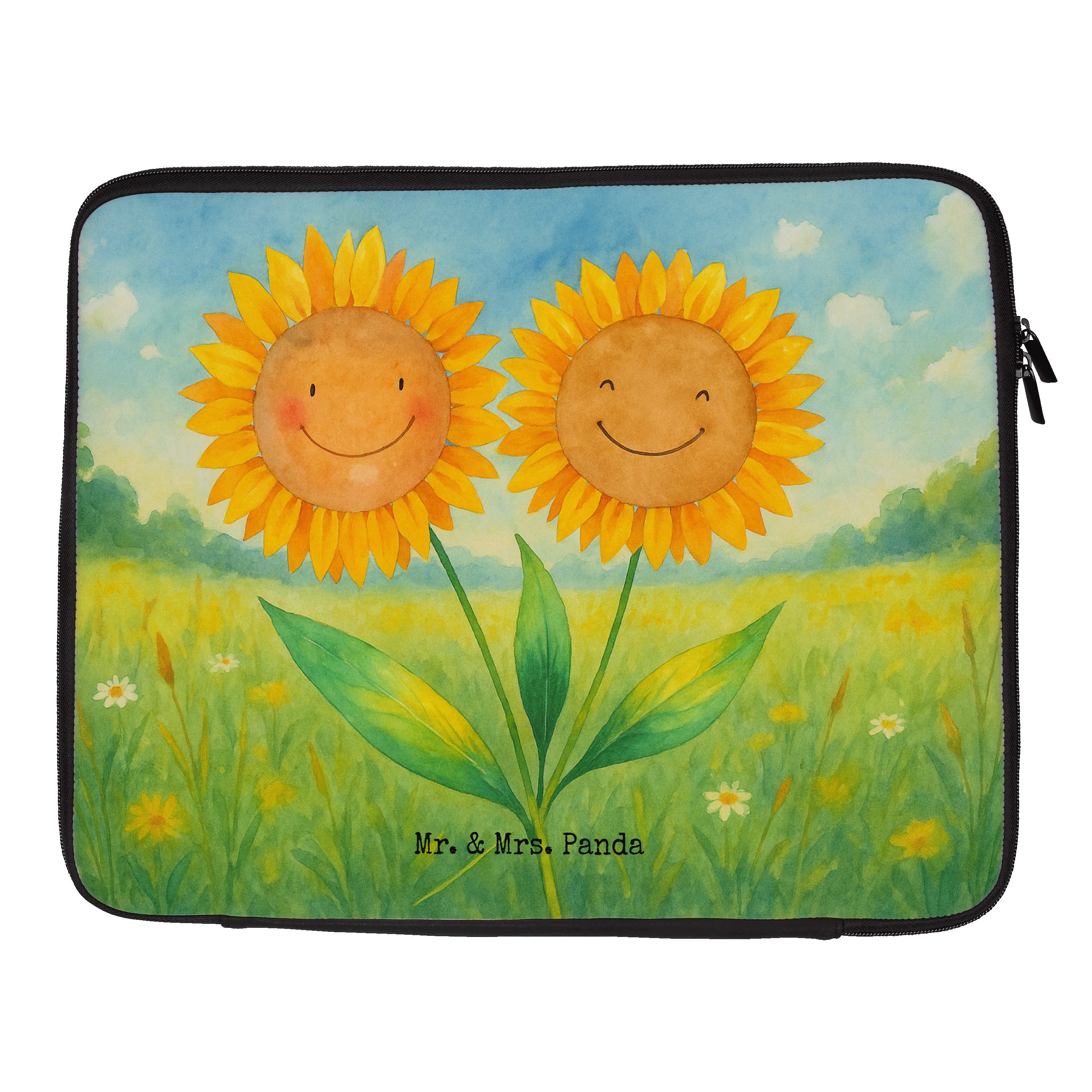 Mr. & Mrs. Panda Laptop-Hülle Blume Sonnenblume Design, Hülle Laptop 13" 34 x 26,5 cm, Weiß, Tasche, Laptop Sleeve Laptop-Case Notebooktasche