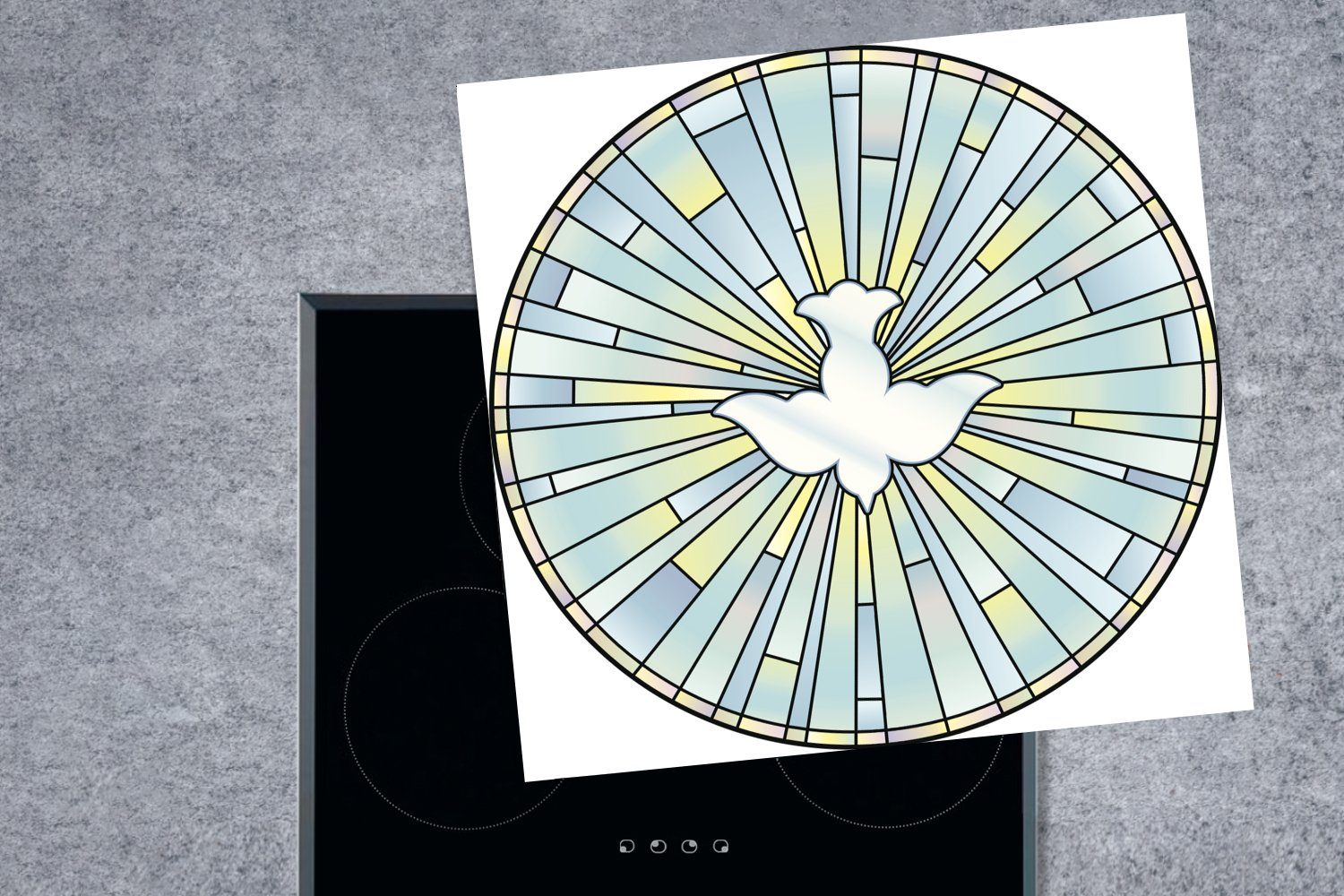 MuchoWow Herdblende-/Abdeckplatte Illustration einer Glas, tlg), (1 Ceranfeldabdeckung, Vinyl, für farbigem cm, Taube in Arbeitsplatte 78x78 küche