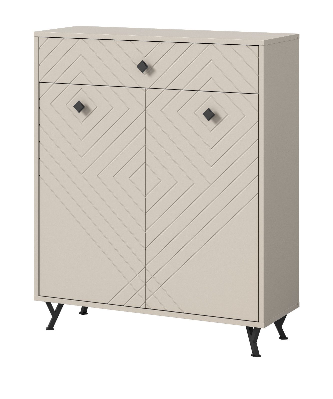Inn.Furn Schuhkommode Apunti (Kommode sandfarben, 80 x 100 cm), mit dekorativen Fäsungen