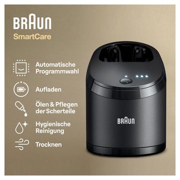 Braun Rasierer-Reinigungsstation Series 9 93xx/94xx und Series 8 83xx/84xx, Intelligente Programme, Aufladung, Reinigung, Pflege und Trocknung