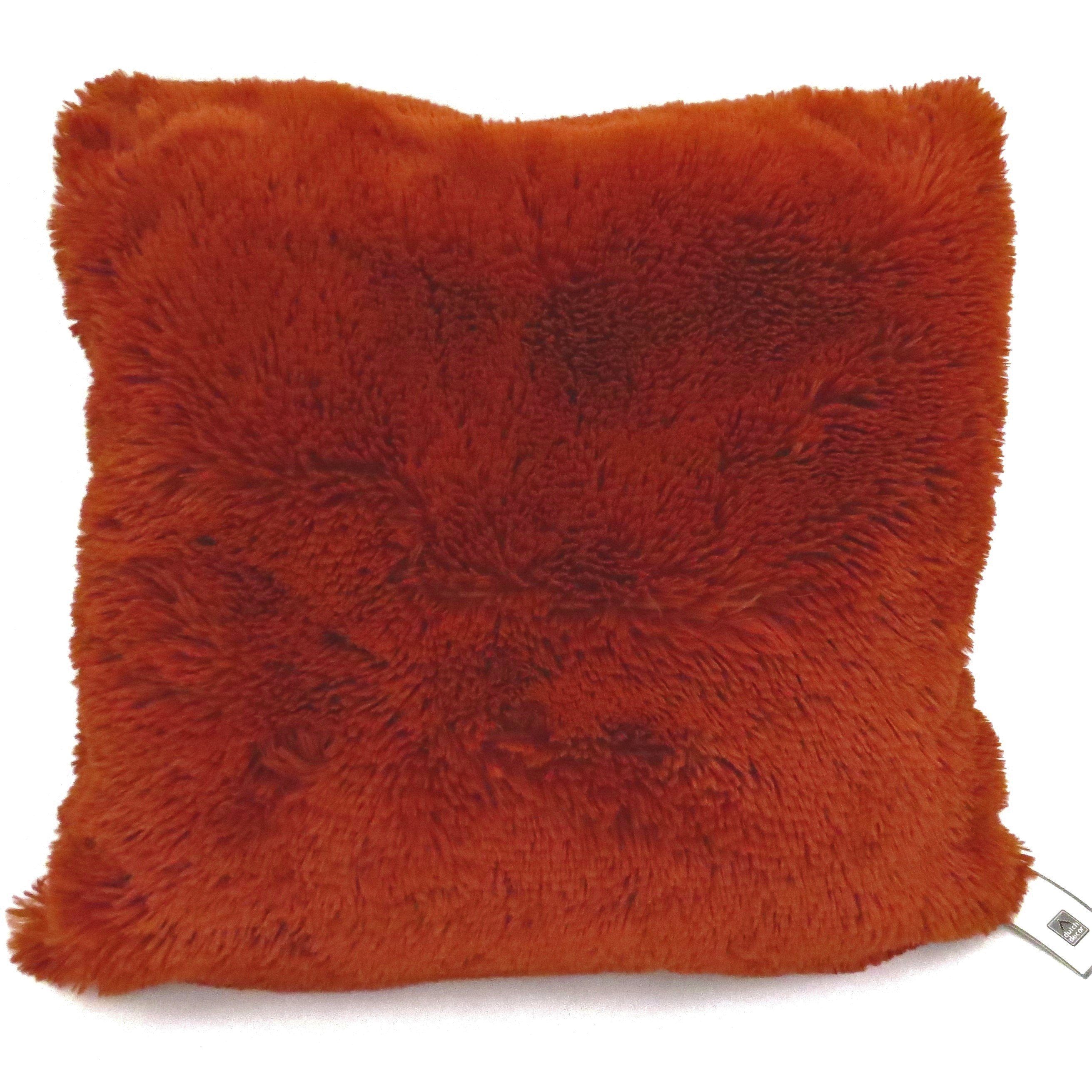 Sofakissen Kissen Sofa Deko XL Rost Braun Samt Langfloor 60 cm, Dekokissen, Zierkissen