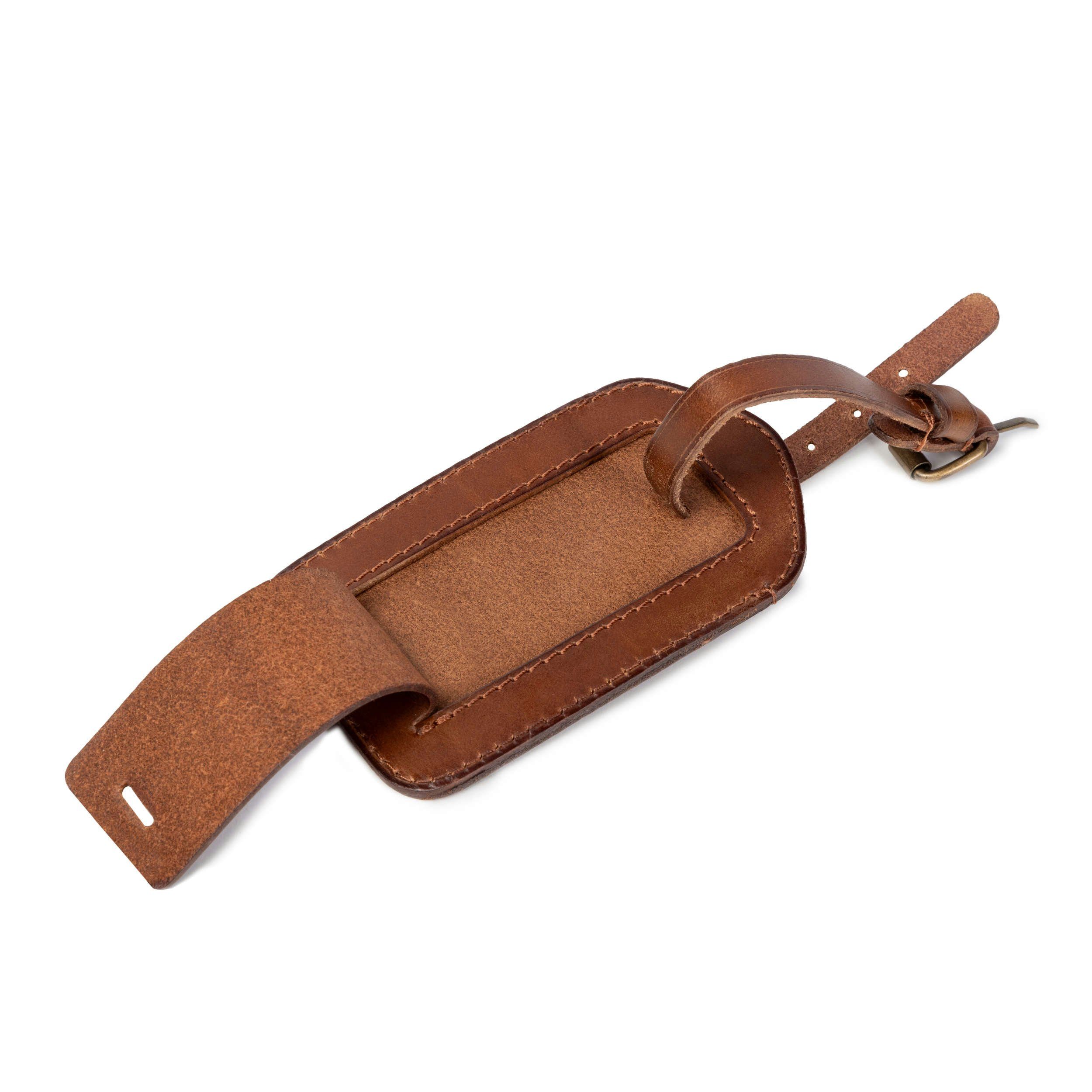 DRAKENSBERG Gepäckanhänger »Luca« aus Leder, Vintage-Braun Kofferanhänger aus Leder, individueller Adressanhänger, handgemacht