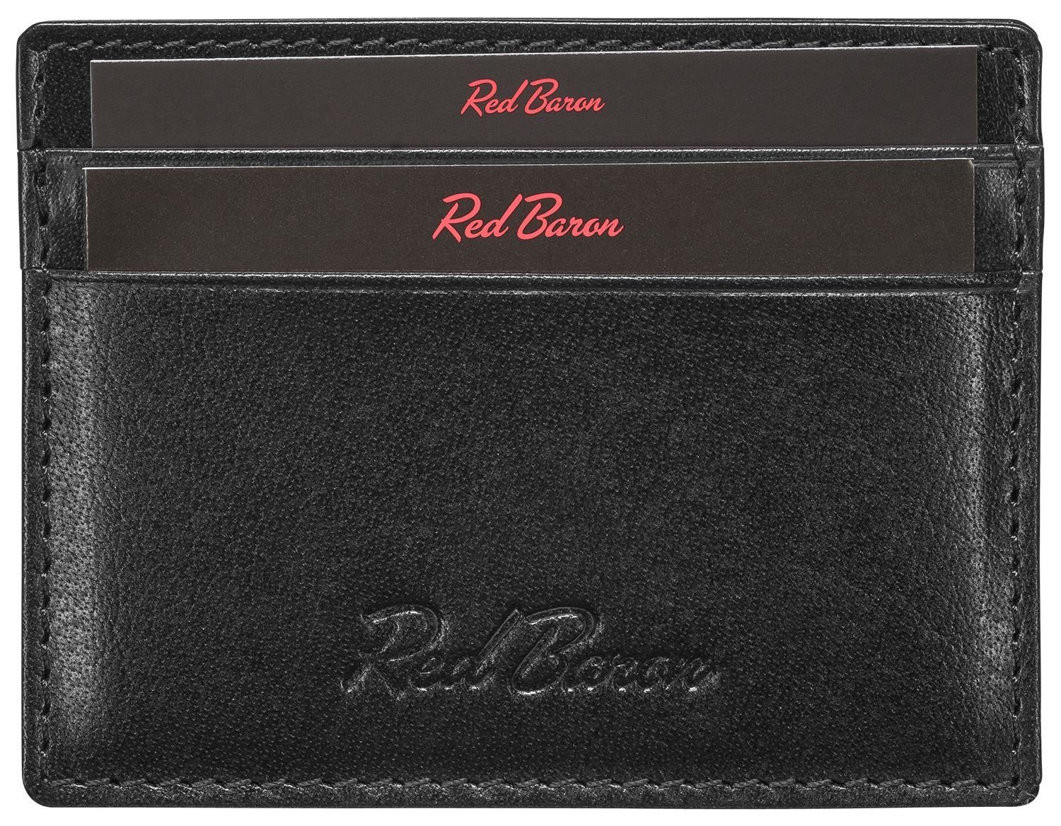 Red Baron Kartenetui RB-CC-001-03, 4 Kreditkartenfächer, Leder, schlicht, einfach