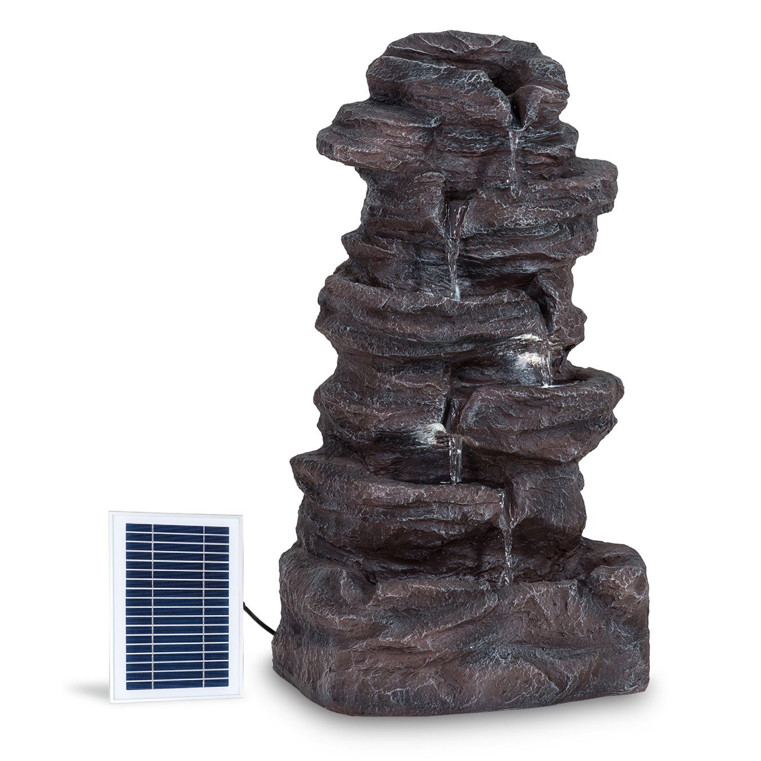 terasse tlg., Solarbrunnen, Grau 6 brunnen outdoor zimmer (Set, Anschlussmaterial), XL zier inkl. solar blumfeldt und spring Pumpe,Solarpanel;LED-Beleuchtung Stonehenge led-beleuchtung Wasserspiel