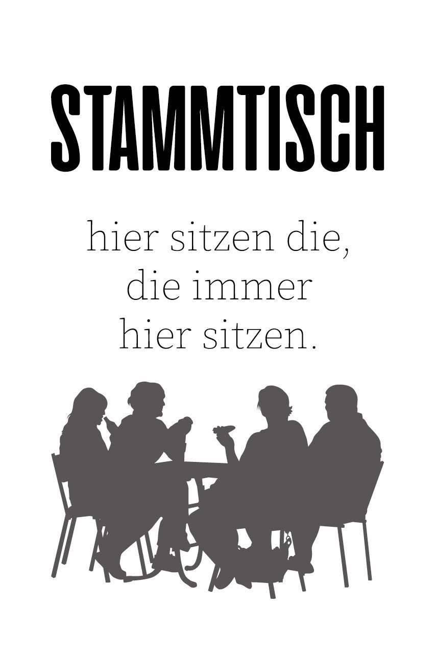 queence Wanddekoobjekt STAMMTISCH, Stahlschild, Blechschild, Spruch, Witzig, Wanddeko, retro, 20x30cm