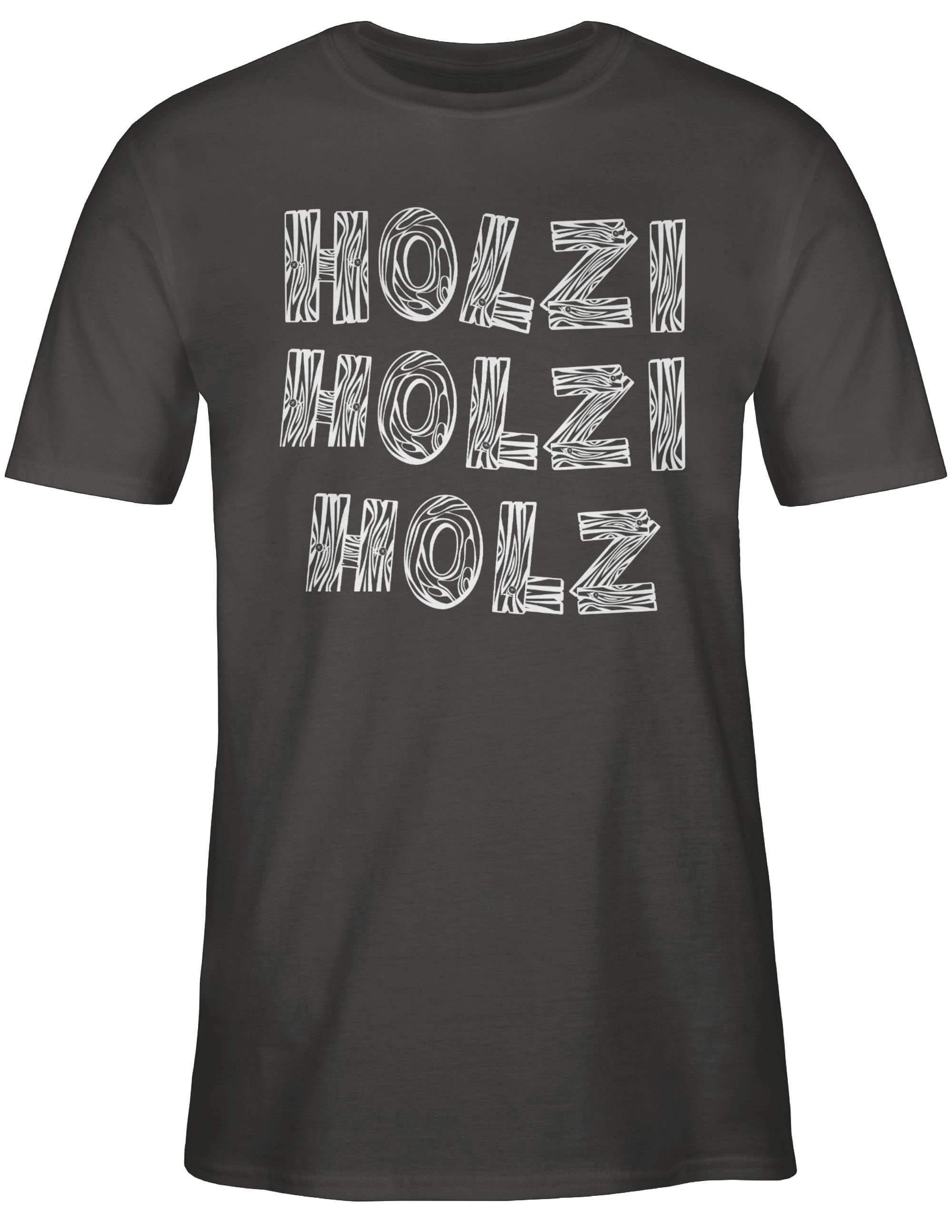 Statement Spruch Shirtracer T-Shirt Dunkelgrau Holz Sprüche Holzi Holz 2 mit