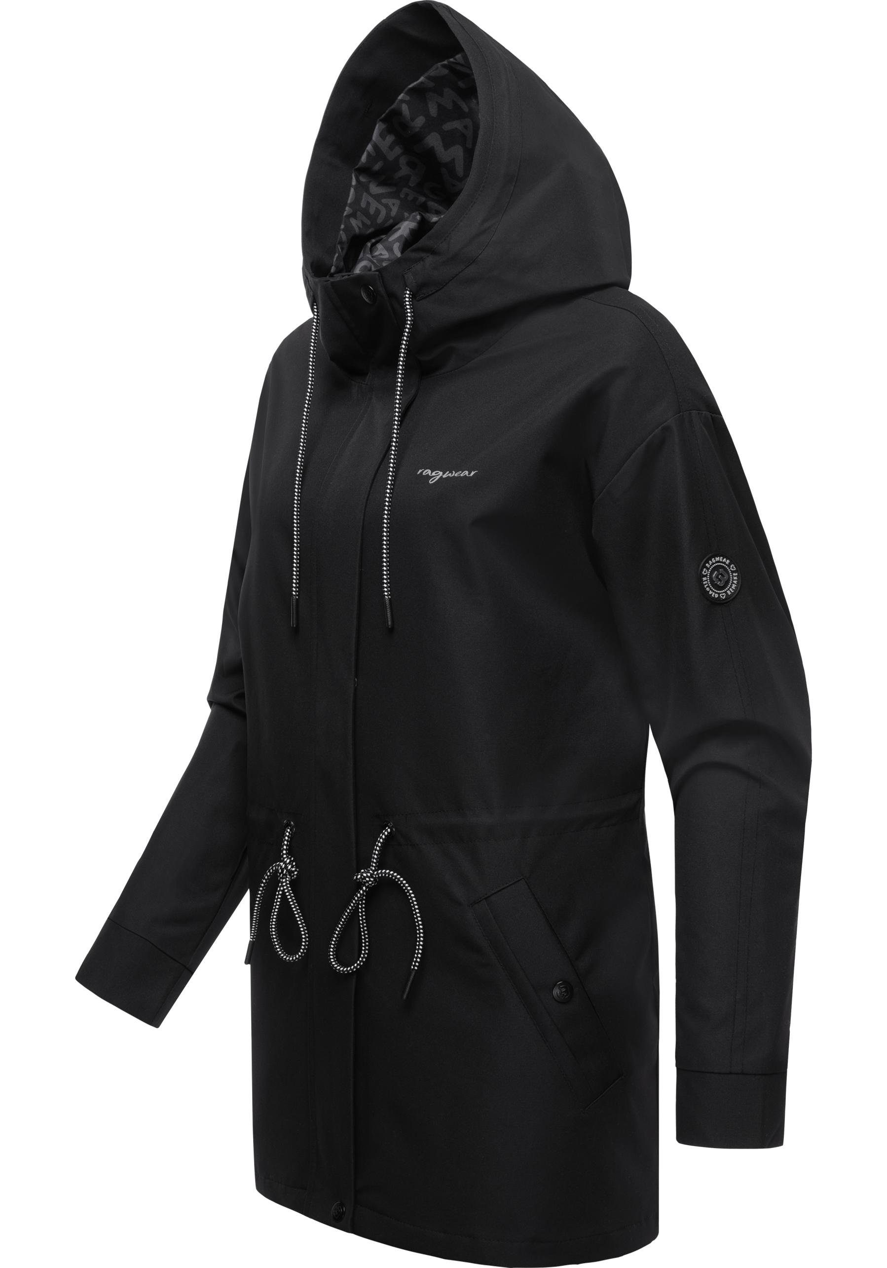 Damen Outdoorjacke Remake stylische recycelten aus schwarz Urbanna Ragwear Übergangsjacke Materialien