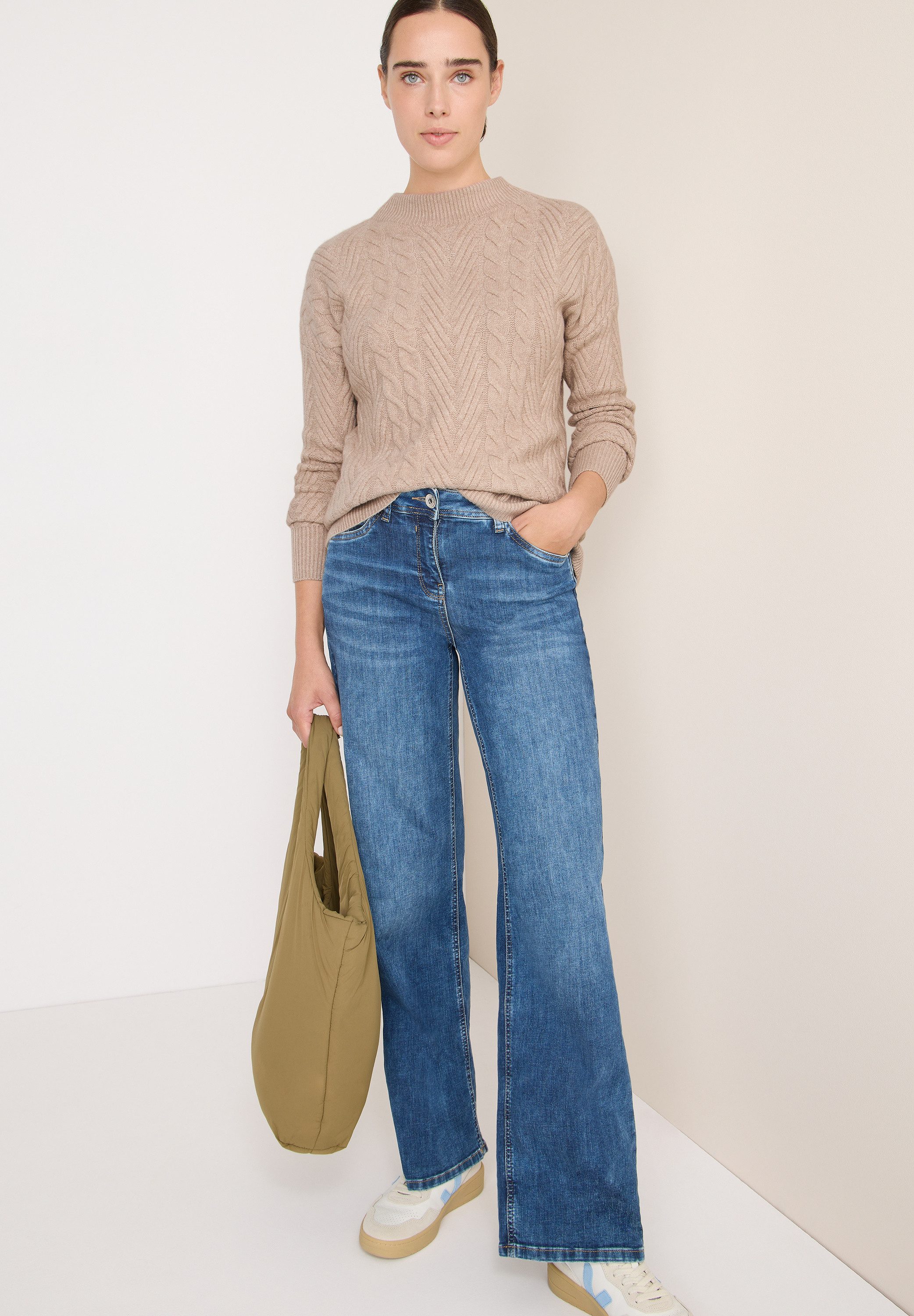 CECIL Strickpullover mit Turtle Neck, Zopfmuster