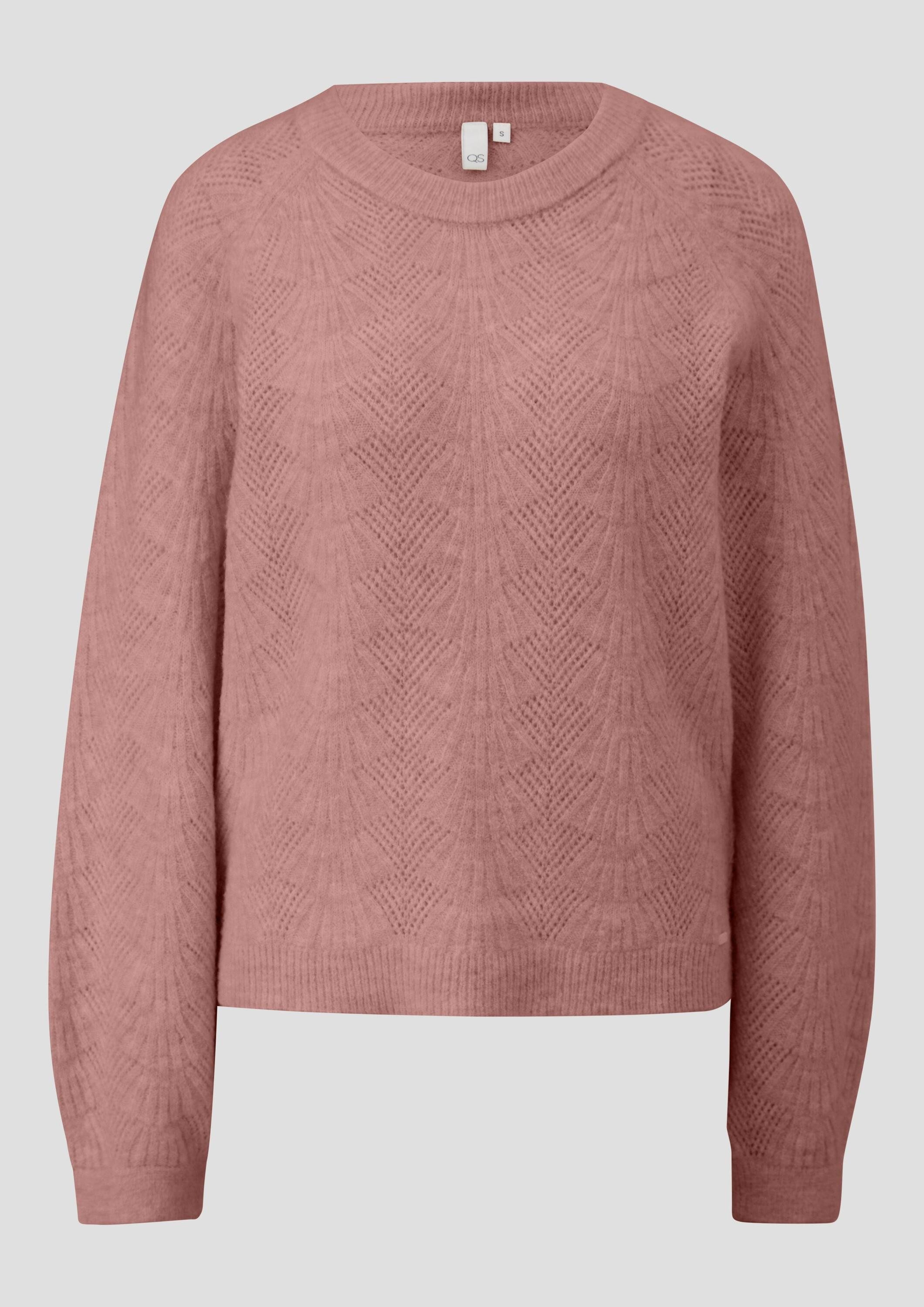 QS Longpullover Strickpullover Weicher Pullover mit Ajourmuster günstig online kaufen