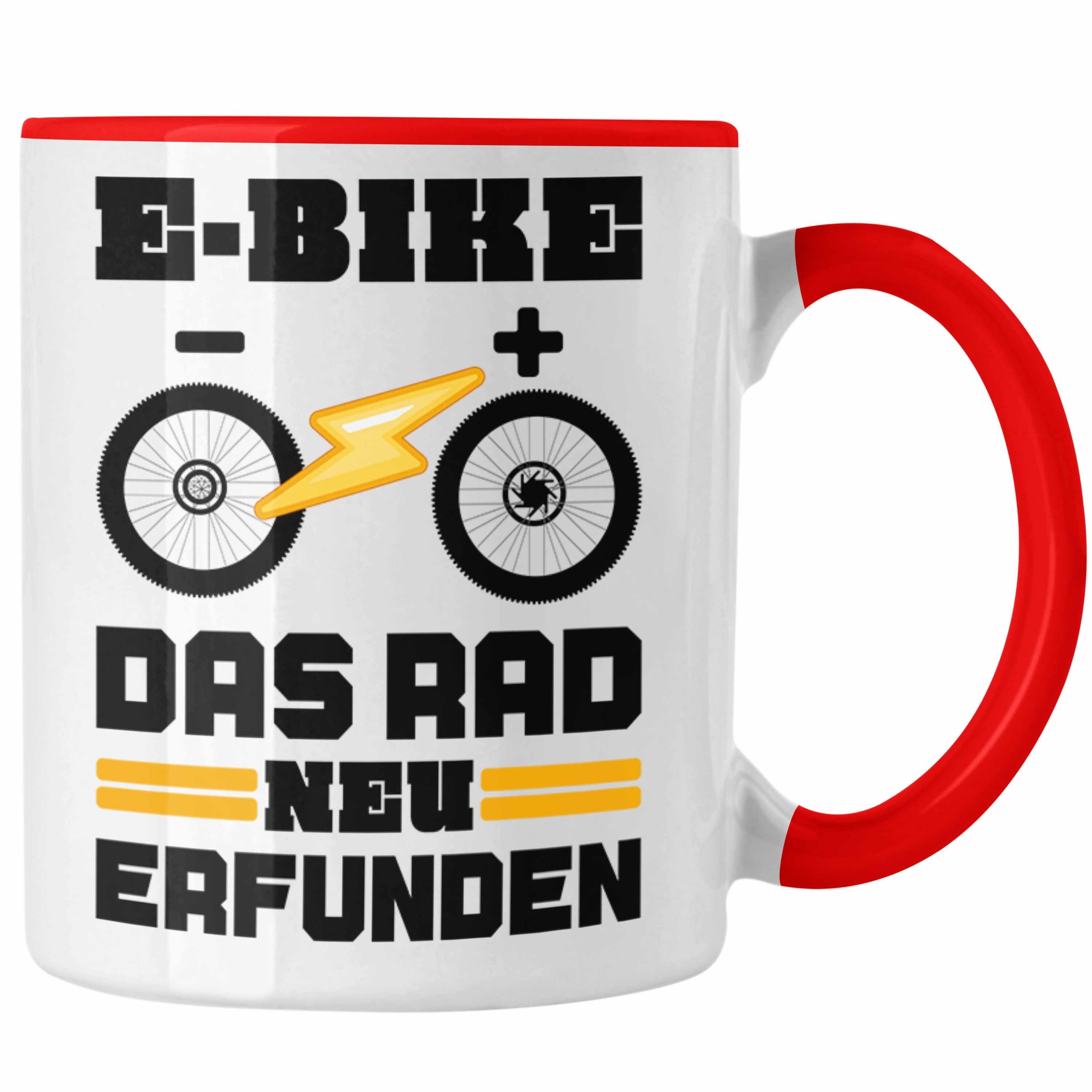 Spruch - Tasse Elektrofahrrad Trendation Rentner Tasse Sprüche E-Bike Geschenk Geschenke mit Lustige Kaffeetasse Ebike Rot Trendation