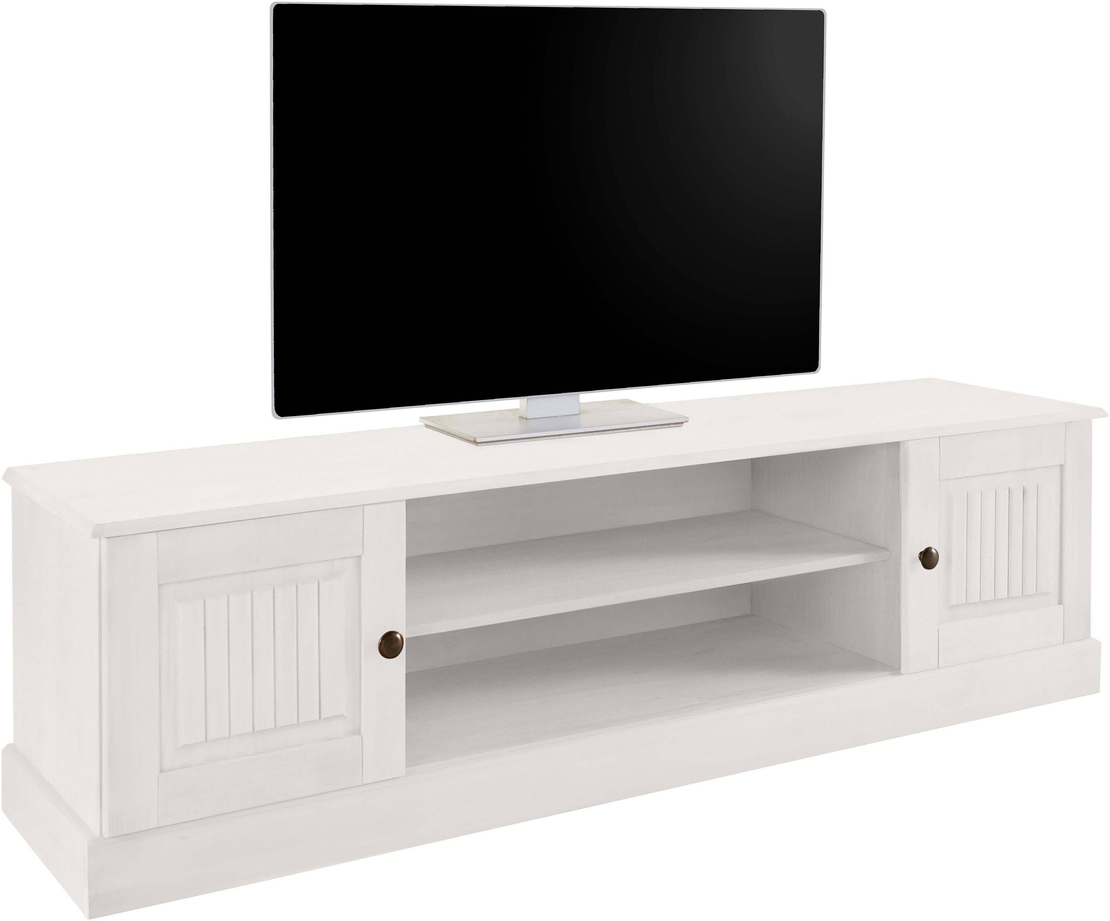 OTTO home Lowboard Liotta, Kommode mit Kabeldurchgang + 1 lose Einlegeboden, massives Kiefernholz
