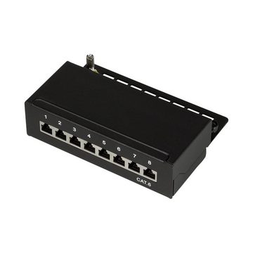 LogiLink NP0017B Cat.6 Patchpanel 8 Ports geschirmt Netzwerk-Adapter, Dektop, Schwarz