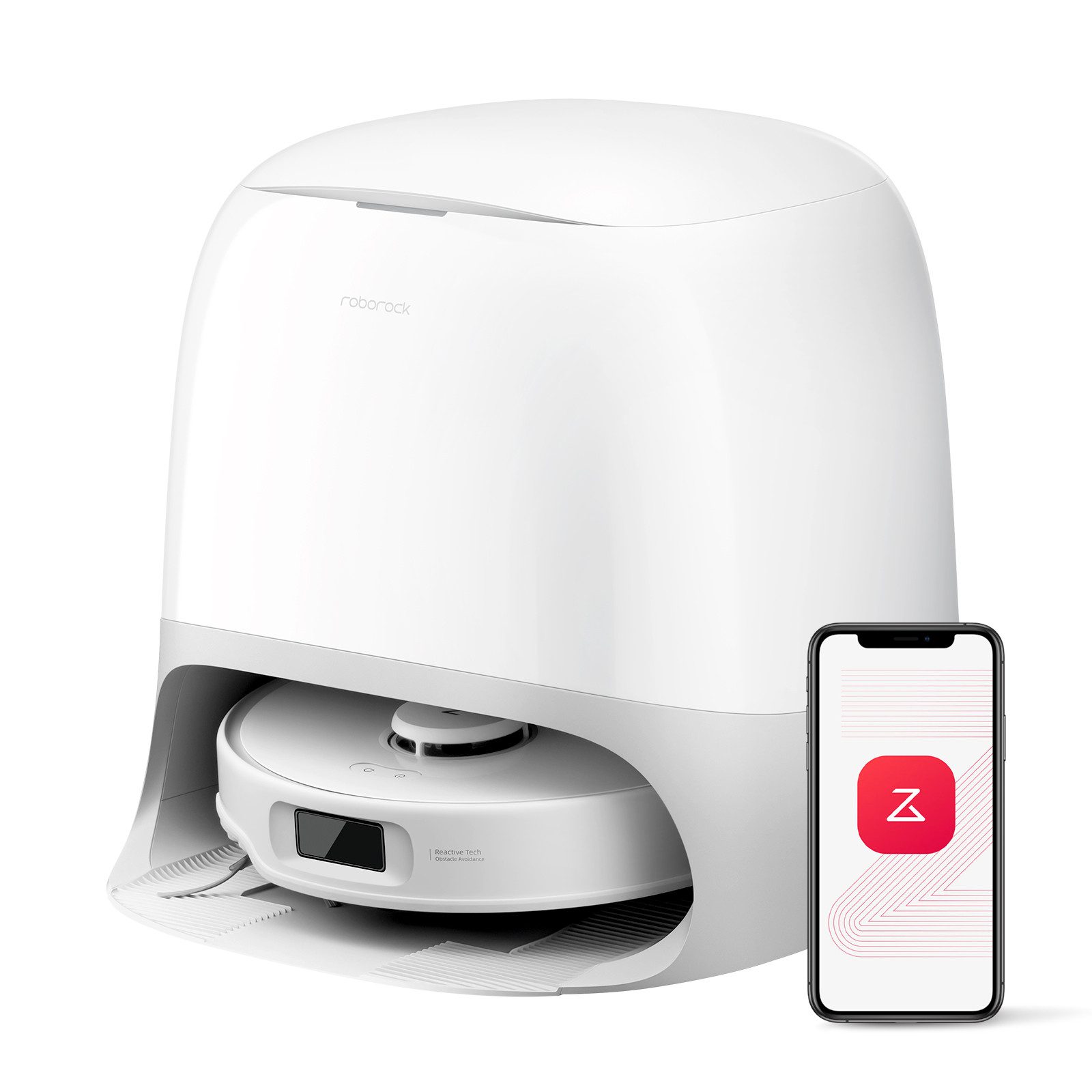 Roborock Вакуумний робот Qrevo Curv S5X Dual Anti-Tangle-System,Intelligente Schmutzerkennung, 18500 Pa Saugkraft, Upgrade von Qrevo MaxV, 75°C Heißwasser-Moppwäsche,mit Wischfunktion Absaugstation
