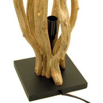 IMAGO Tischleuchte kleine Tischlampe Holz Liane, ohne Leuchtmittel, 39 cm hoch, Holzlampe, Natur, schwarz, eckig