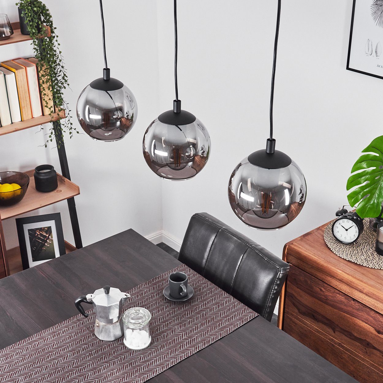 hofstein Hängeleuchte »Balestrino« Hängelampe aus Metall/Glas in Schwarz/Ra günstig online kaufen