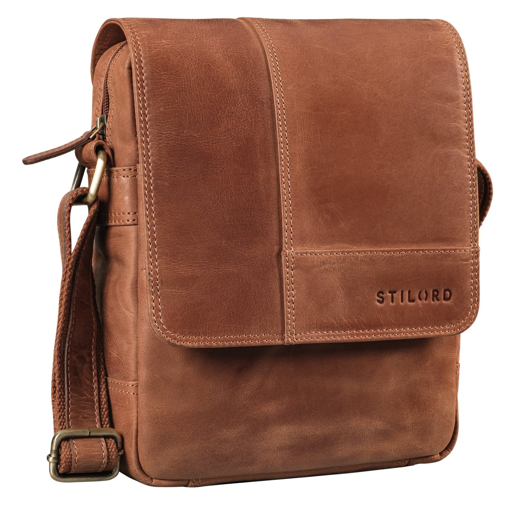 Schultertasche "Andy" Messenger Bag Herren Leder Klein