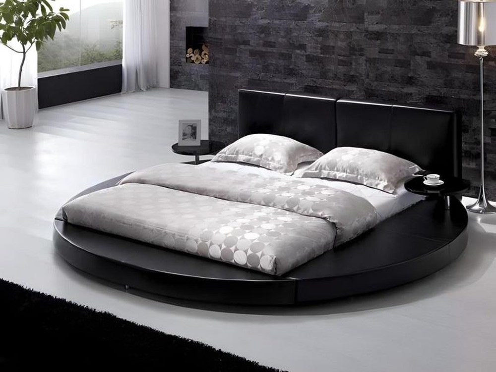 Xlmoebel Rundbett Schwarzes Designer Doppelbett für Jugendliche im Luxus-Stil (Doppelbett, Designer Doppelbett), Made in Europa