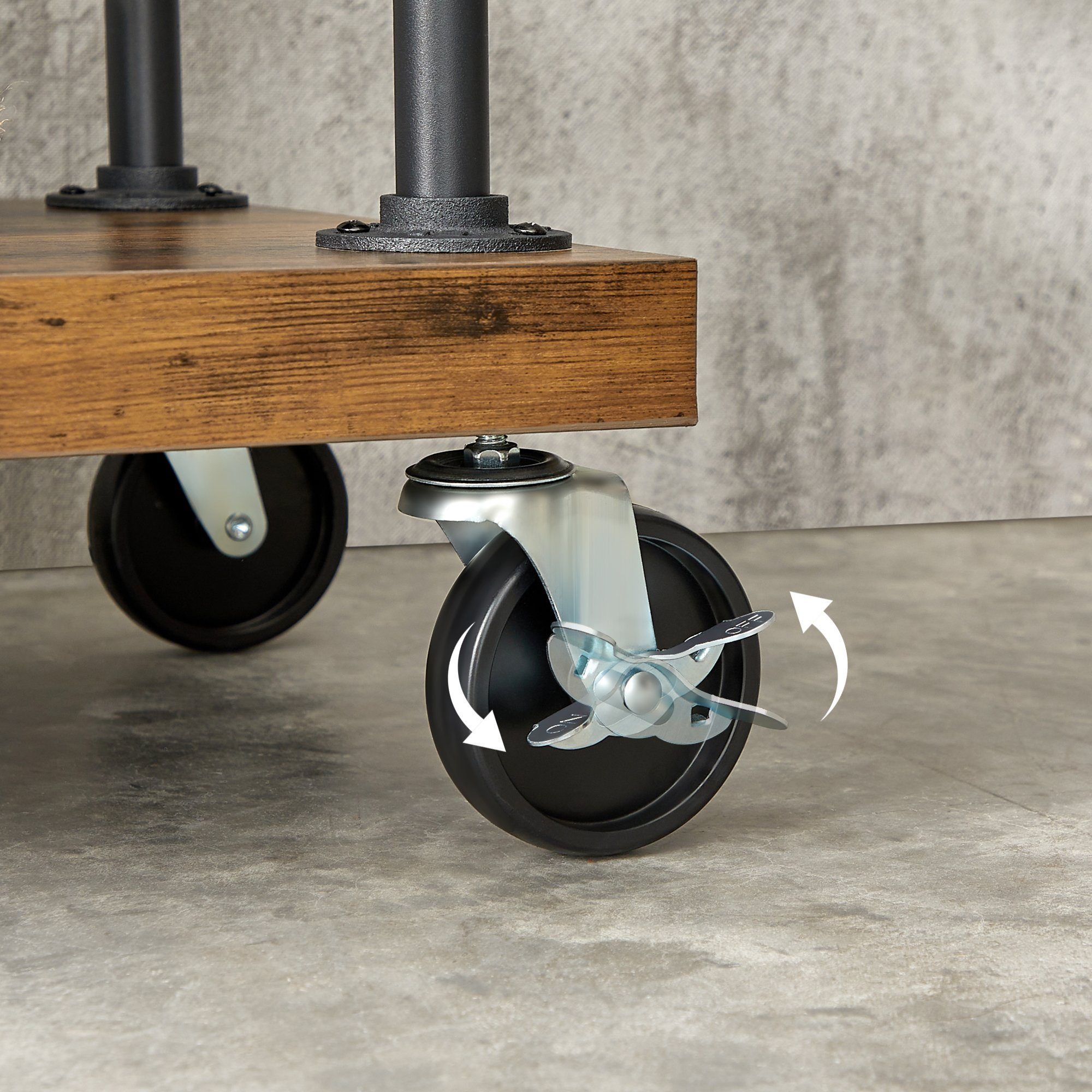 VASAGLE Kleiderständer, auf Rollen, mit 5 Ablagen, Stahlgestell