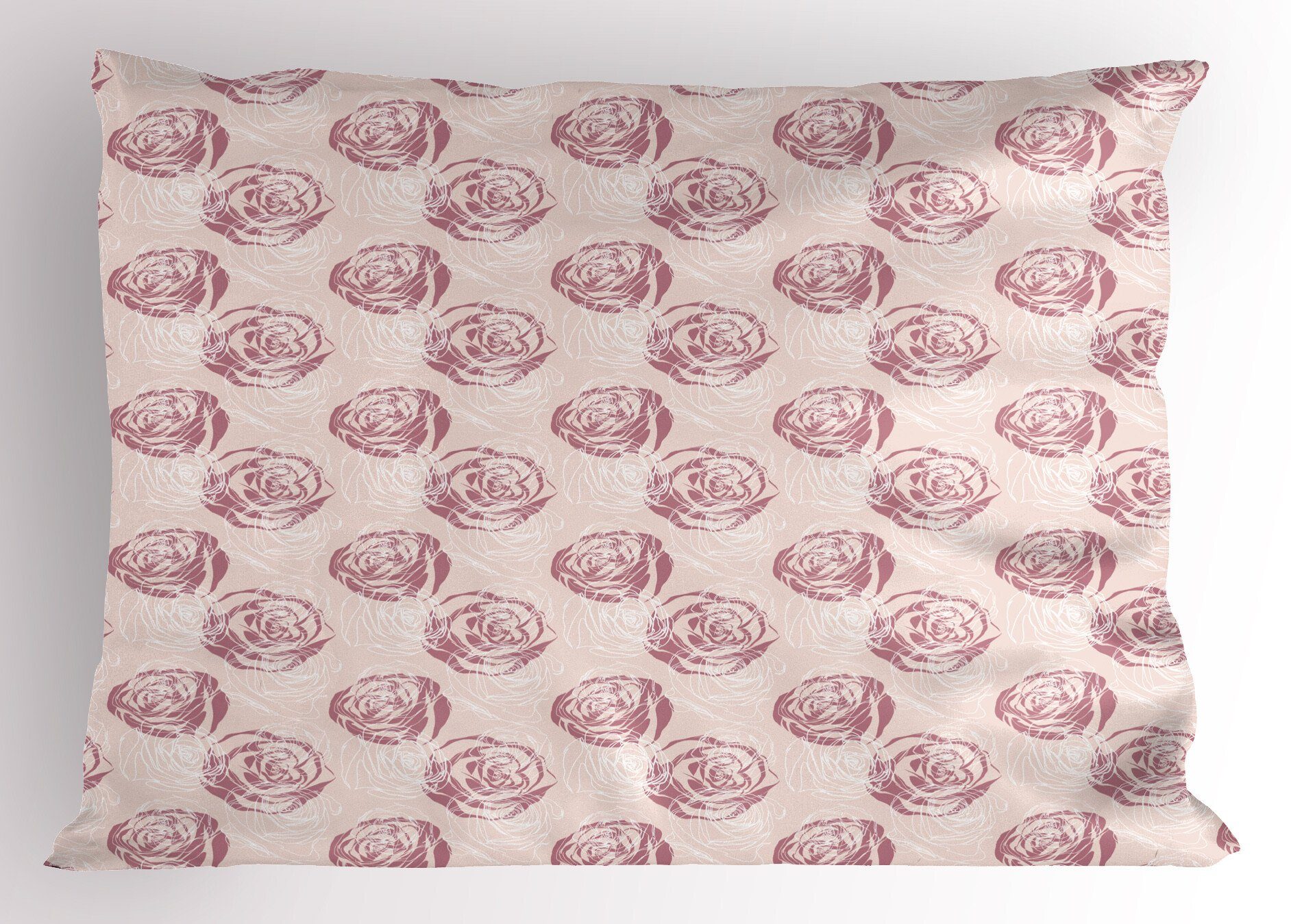 Romantisch Kopfkissenbezug, Abakuhaus Dekorativer Gedruckter Queen Kissenbezüge (1 Pastel Rose Silhouetten Stück), Size