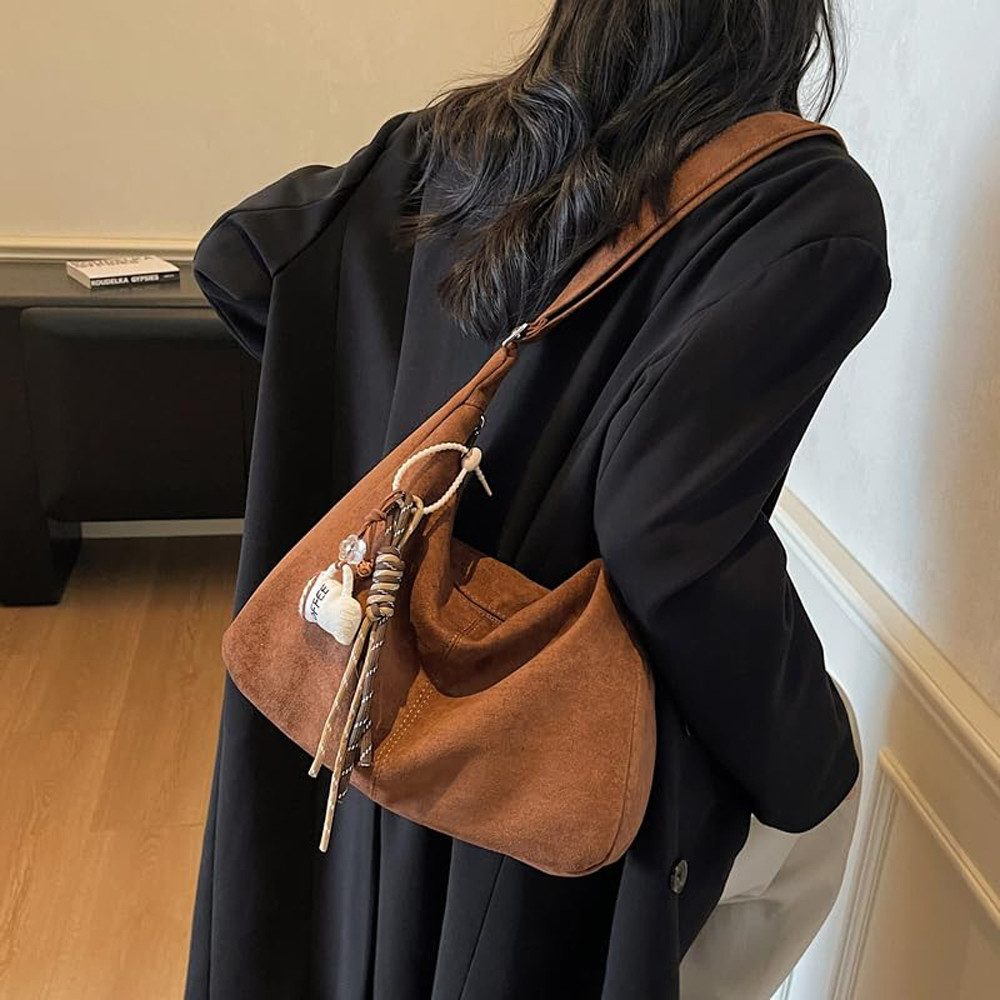 Zaewry Schultertasche Umhängetasche Damen Veloursleder Tasche Damen Crossbody Bag, Crossbag mit verstellbarem Schultergurt für Arbeit Reisen Alltag – Bild 3 von 5