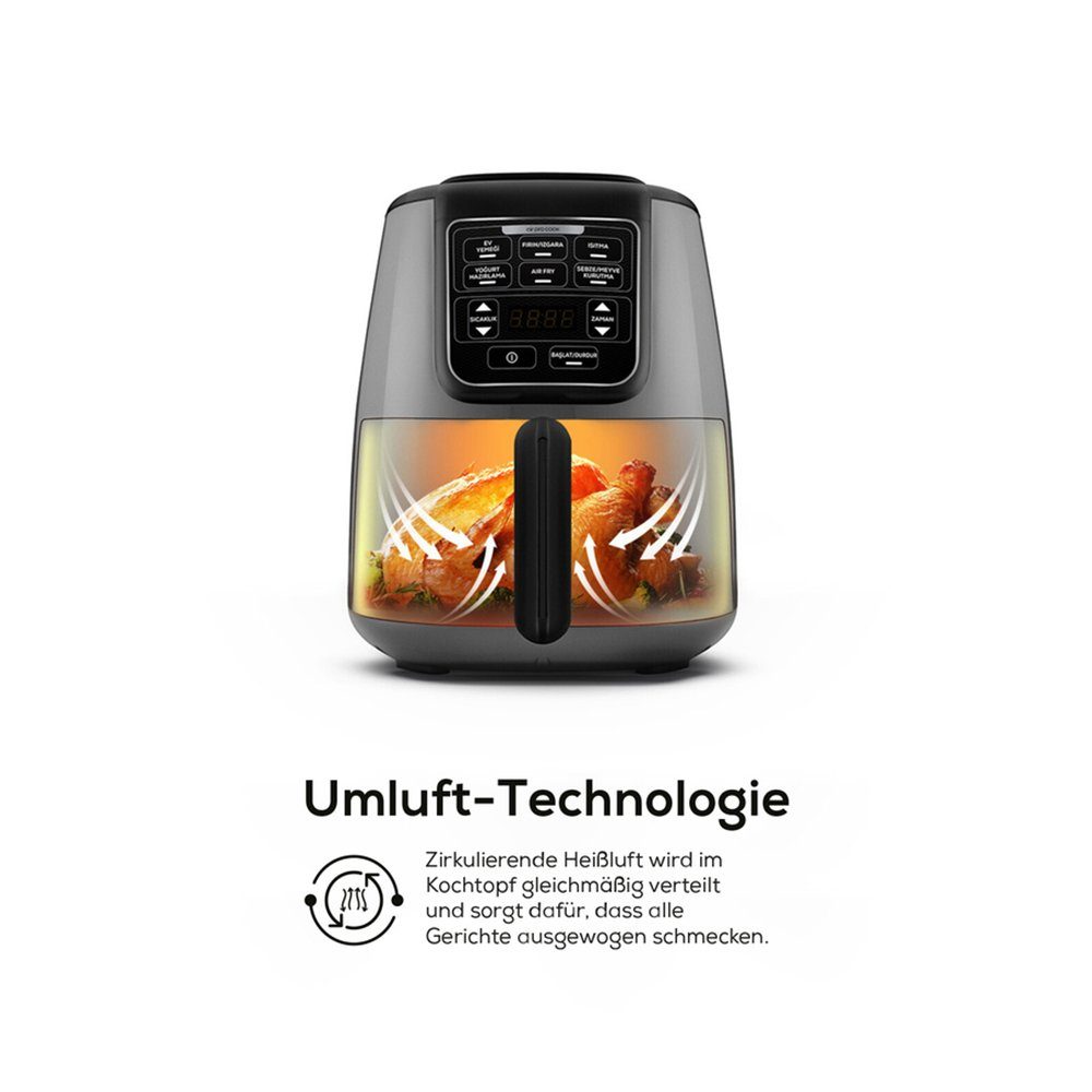 Karaca Heißluftfritteuse Karaca Air Cook XL 2 in 1 Airfryer Heißluftfritteuse Fritteuse 4L, 1550W