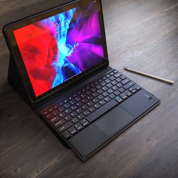 Aplic Tablet-Tastatur (Bluetooth, für iPad Pro 12,9 Zoll Gen 3 + 4, 280 mAh Akku, mit Case)